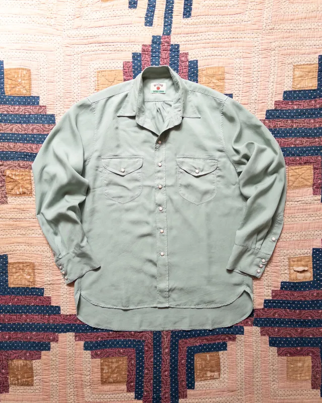 Tencel Gabardine Pearlsnap Shirt - Sage made by Wythe NY