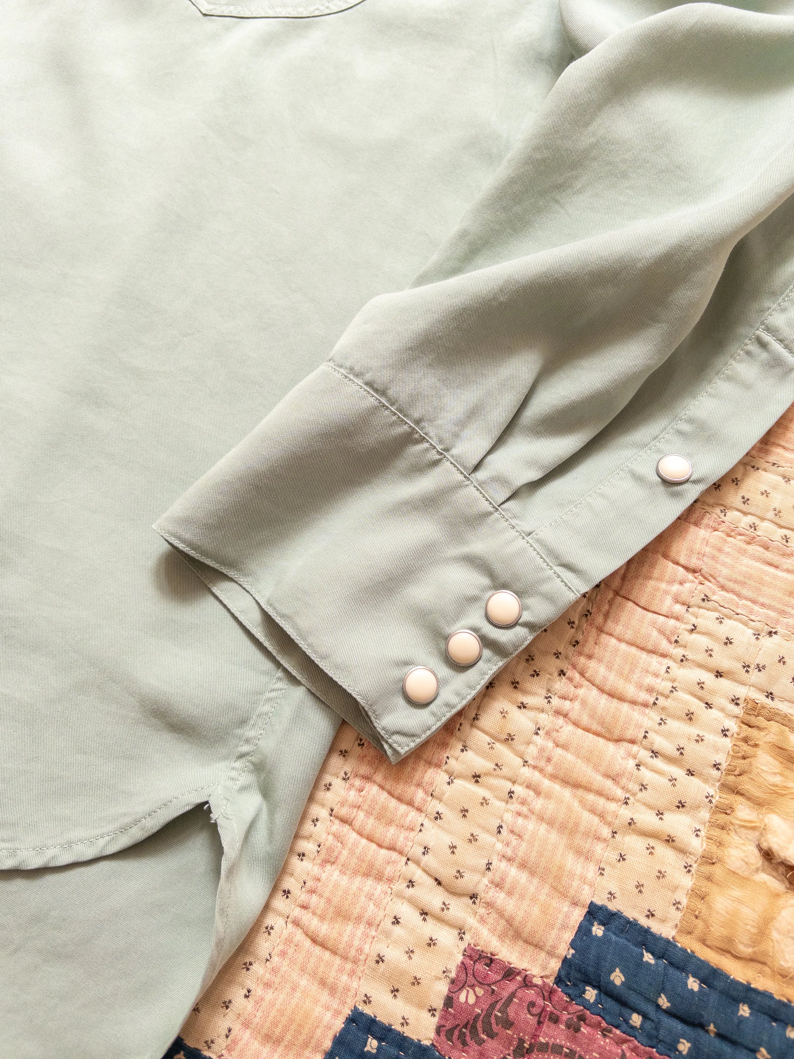 Tencel Gabardine Pearlsnap Shirt - Sage sold by Wythe NY product image thumbnail 3