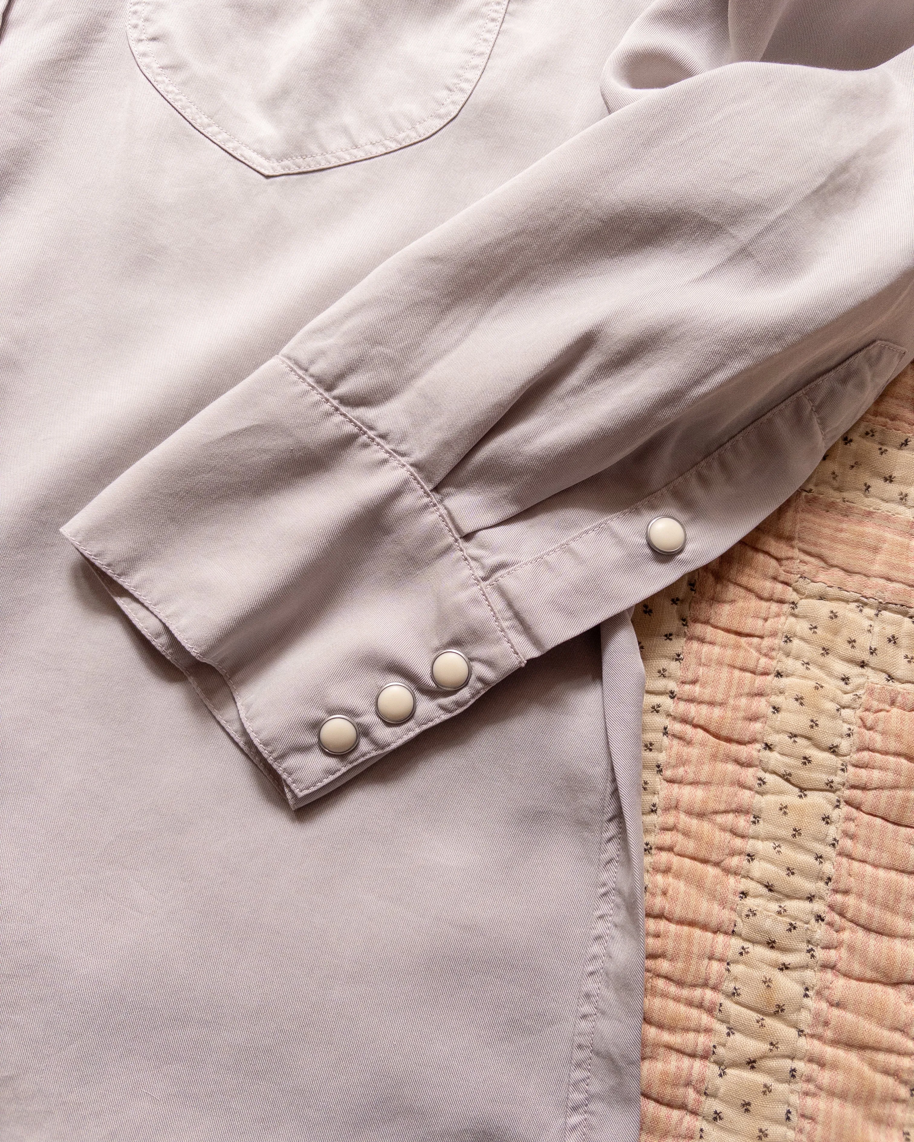 Tencel Gabardine Pearlsnap Shirt - Mauve sold by Wythe NY product image thumbnail 3