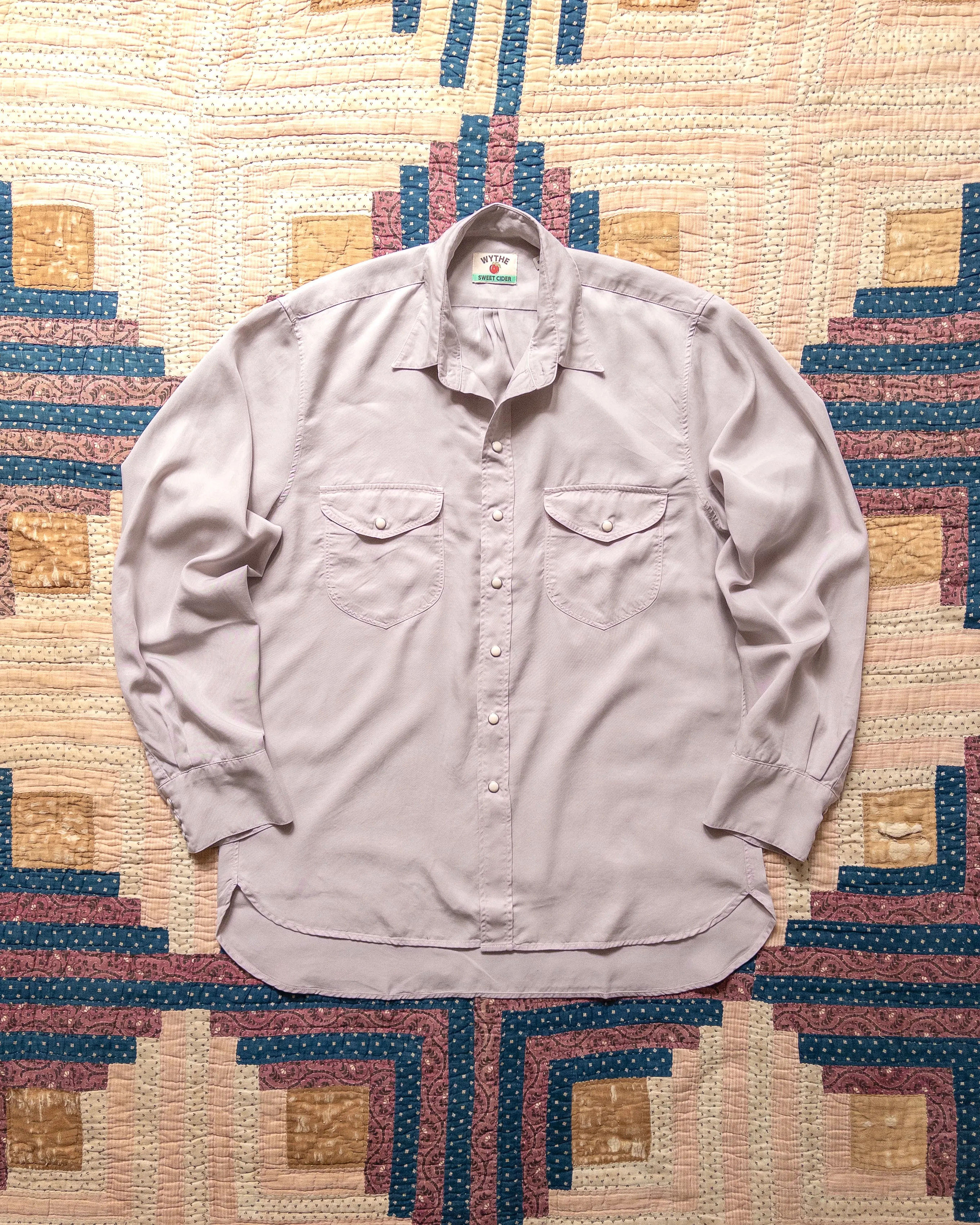 Tencel Gabardine Pearlsnap Shirt - Mauve sold by Wythe NY