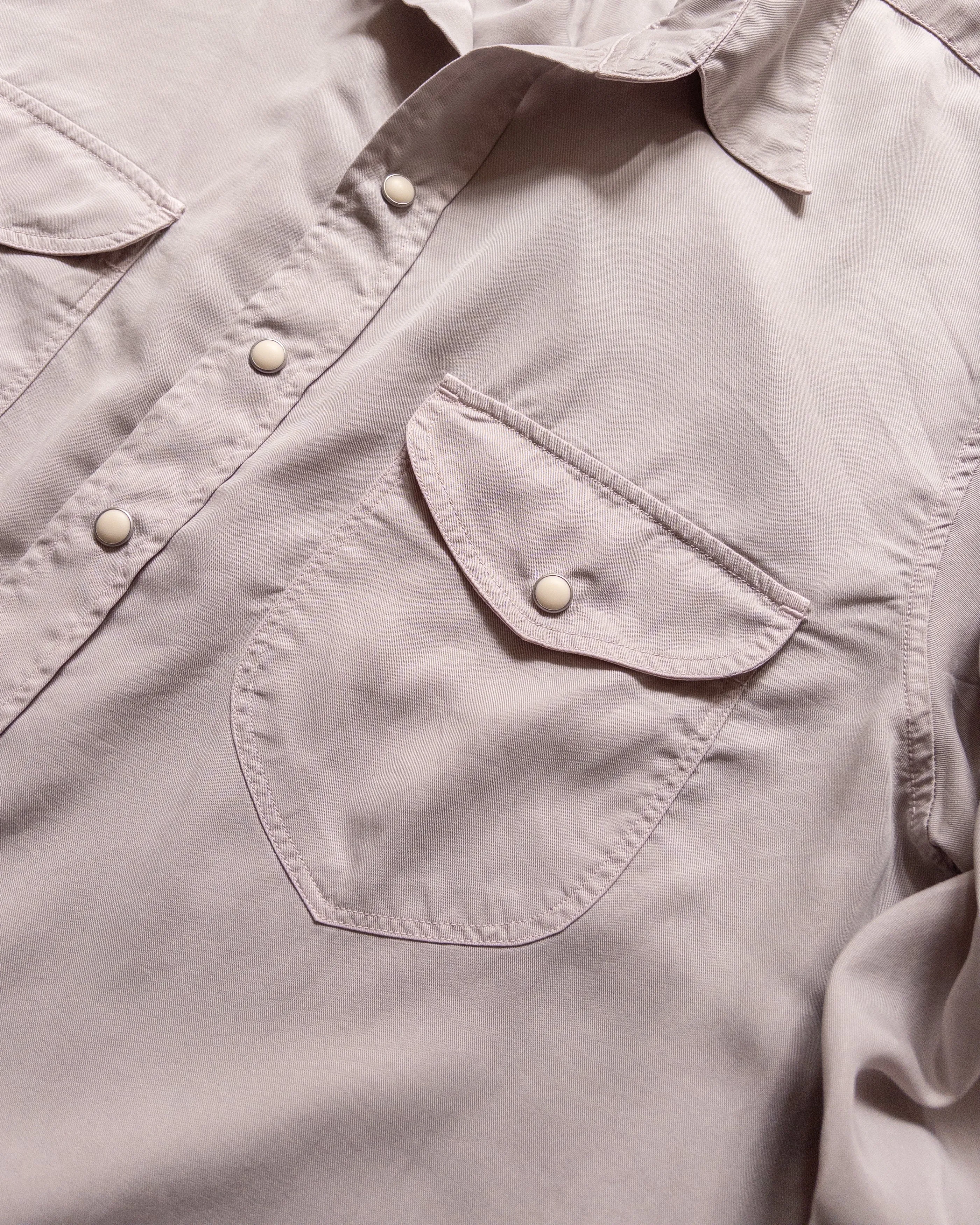 Tencel Gabardine Pearlsnap Shirt - Mauve sold by Wythe NY product image thumbnail 2