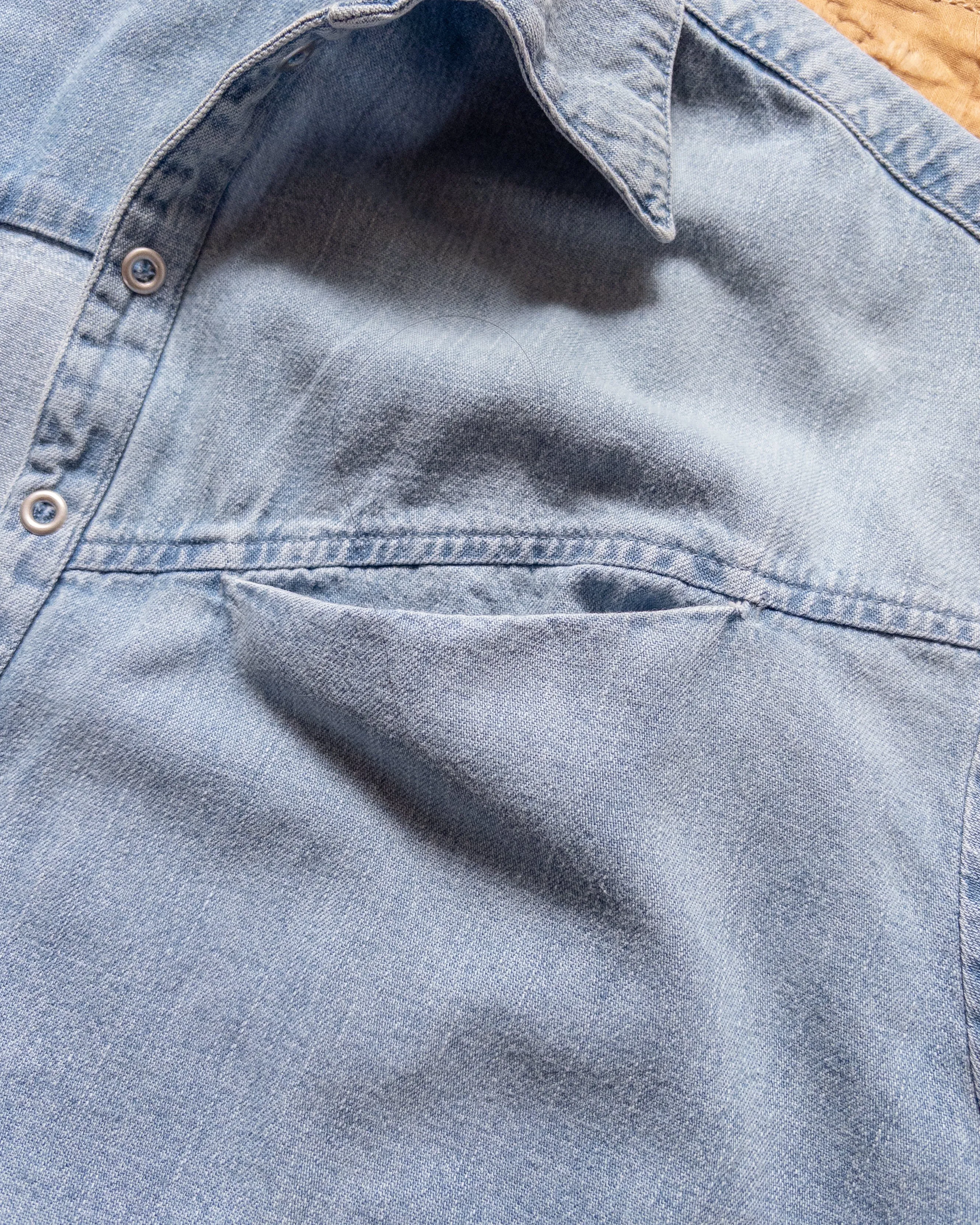 Denim Pullover Shirt - Washed Indigo sold by Wythe NY product image thumbnail 3