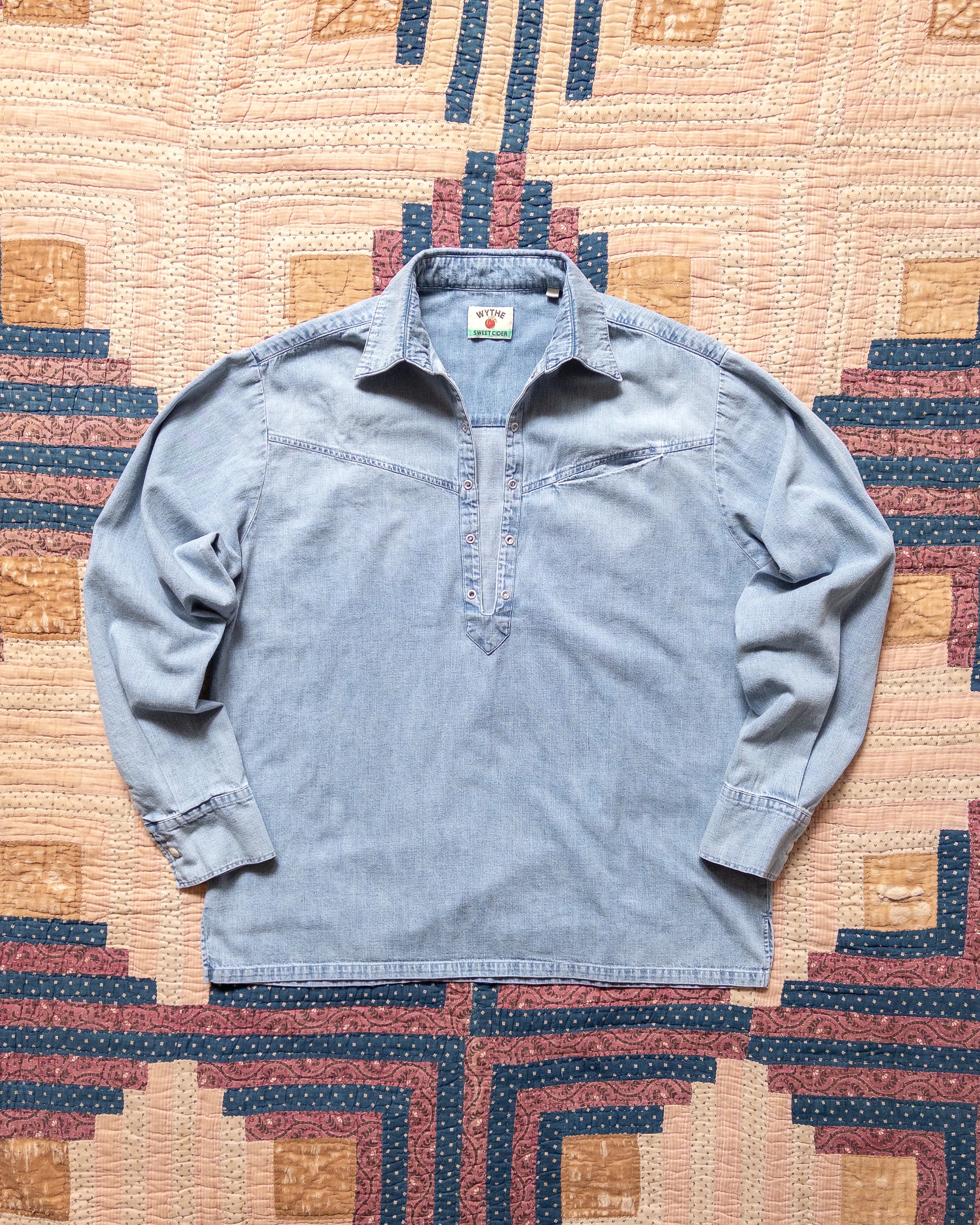 Denim Pullover Shirt - Washed Indigo sold by Wythe NY