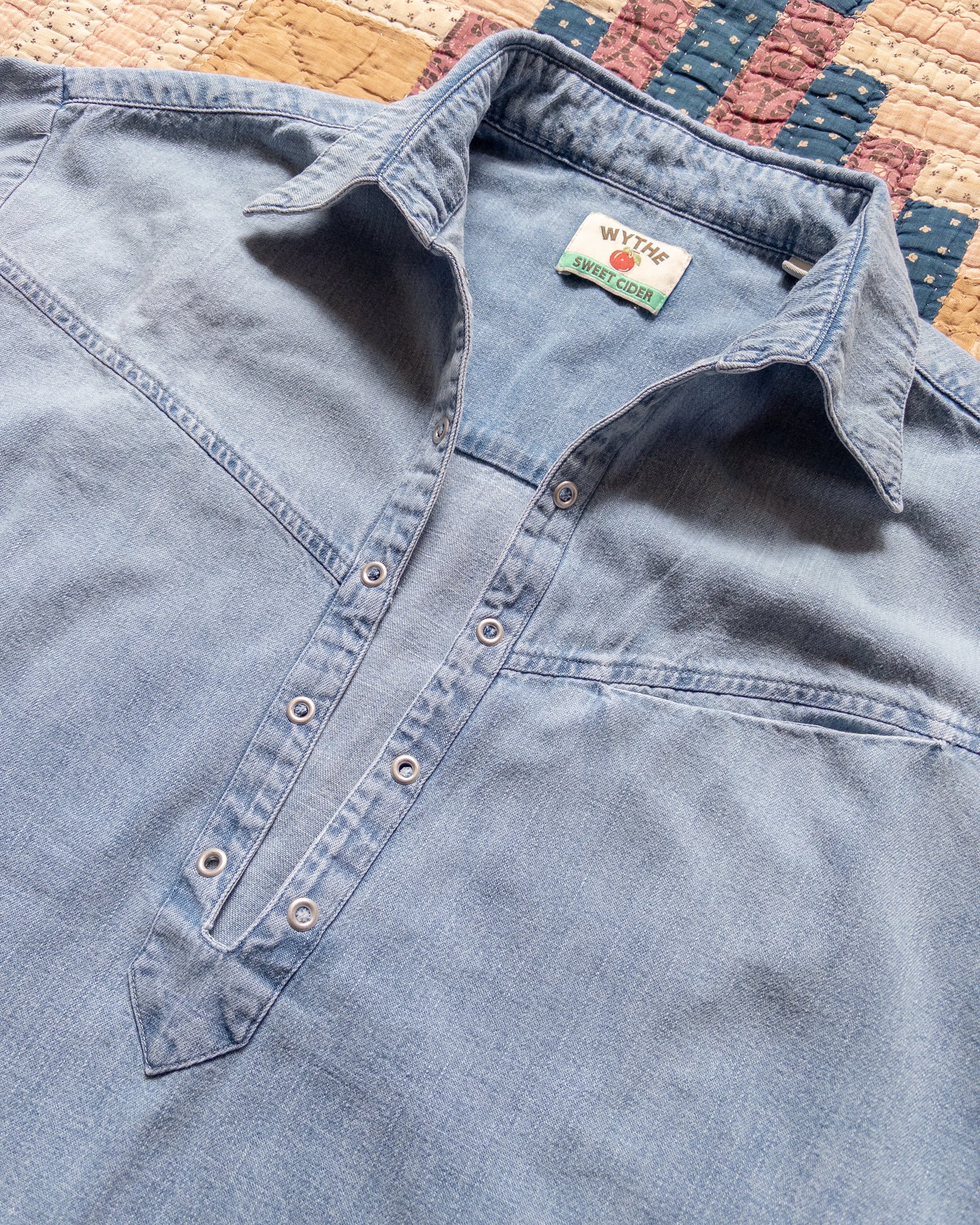 Denim Pullover Shirt - Washed Indigo sold by Wythe NY product image thumbnail 2