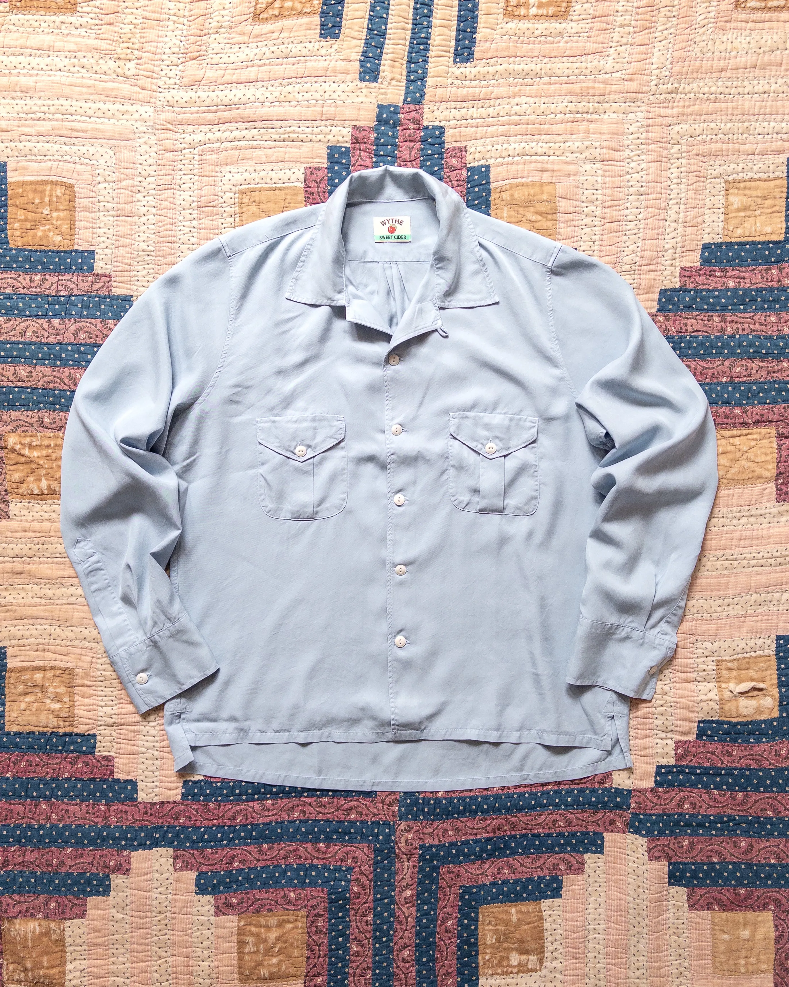Tencel Gabardine Patio Shirt - Faded Bench Blue sold by Wythe NY