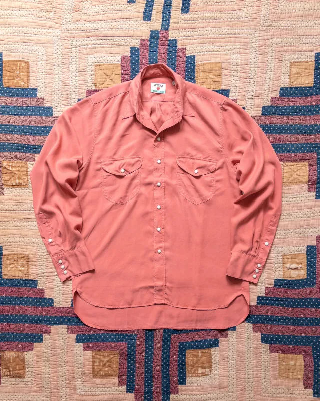 Tencel Gabardine Pearlsnap Shirt - Poppy Red made by Wythe NY