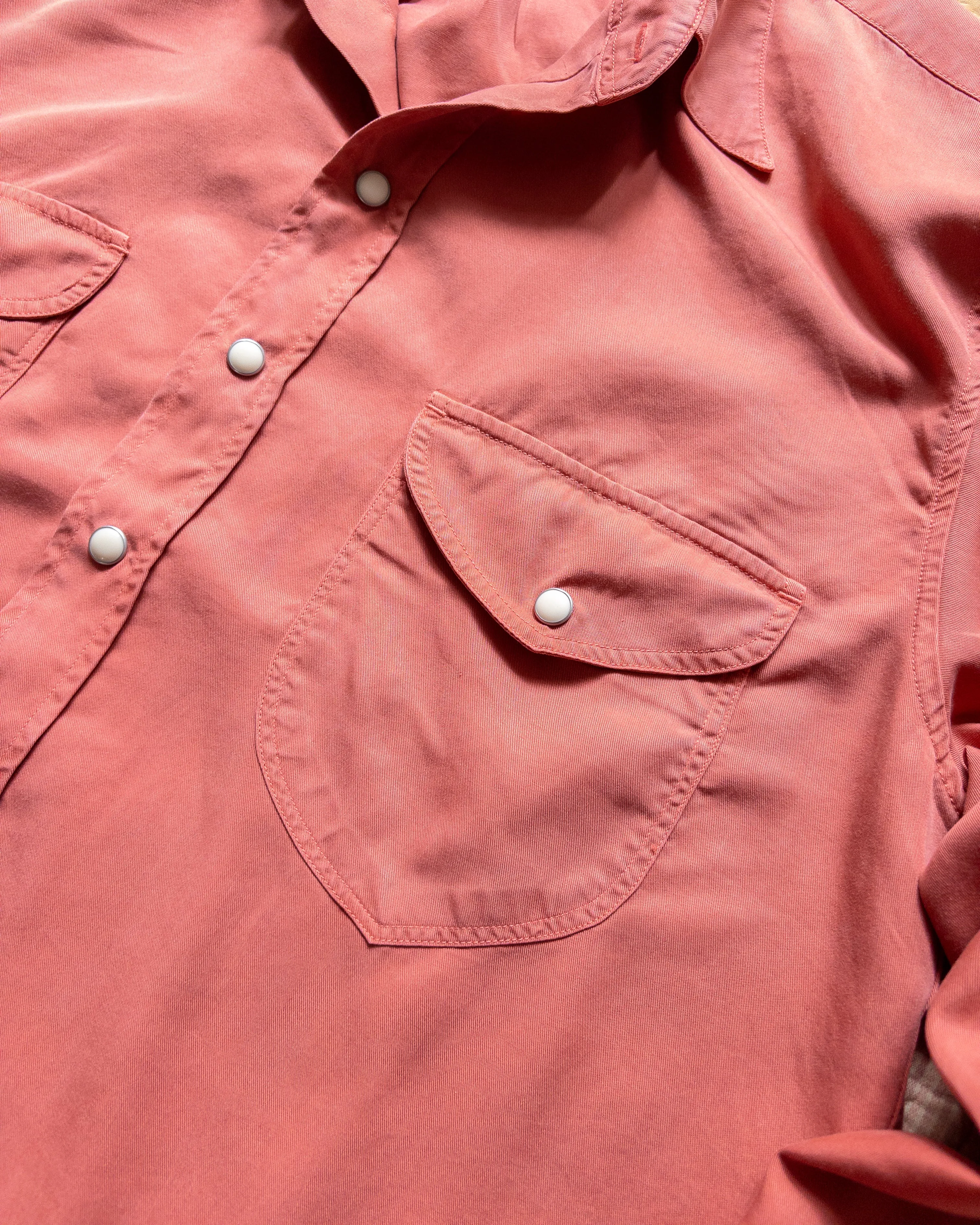 Tencel Gabardine Pearlsnap Shirt - Poppy Red sold by Wythe NY product image thumbnail 2