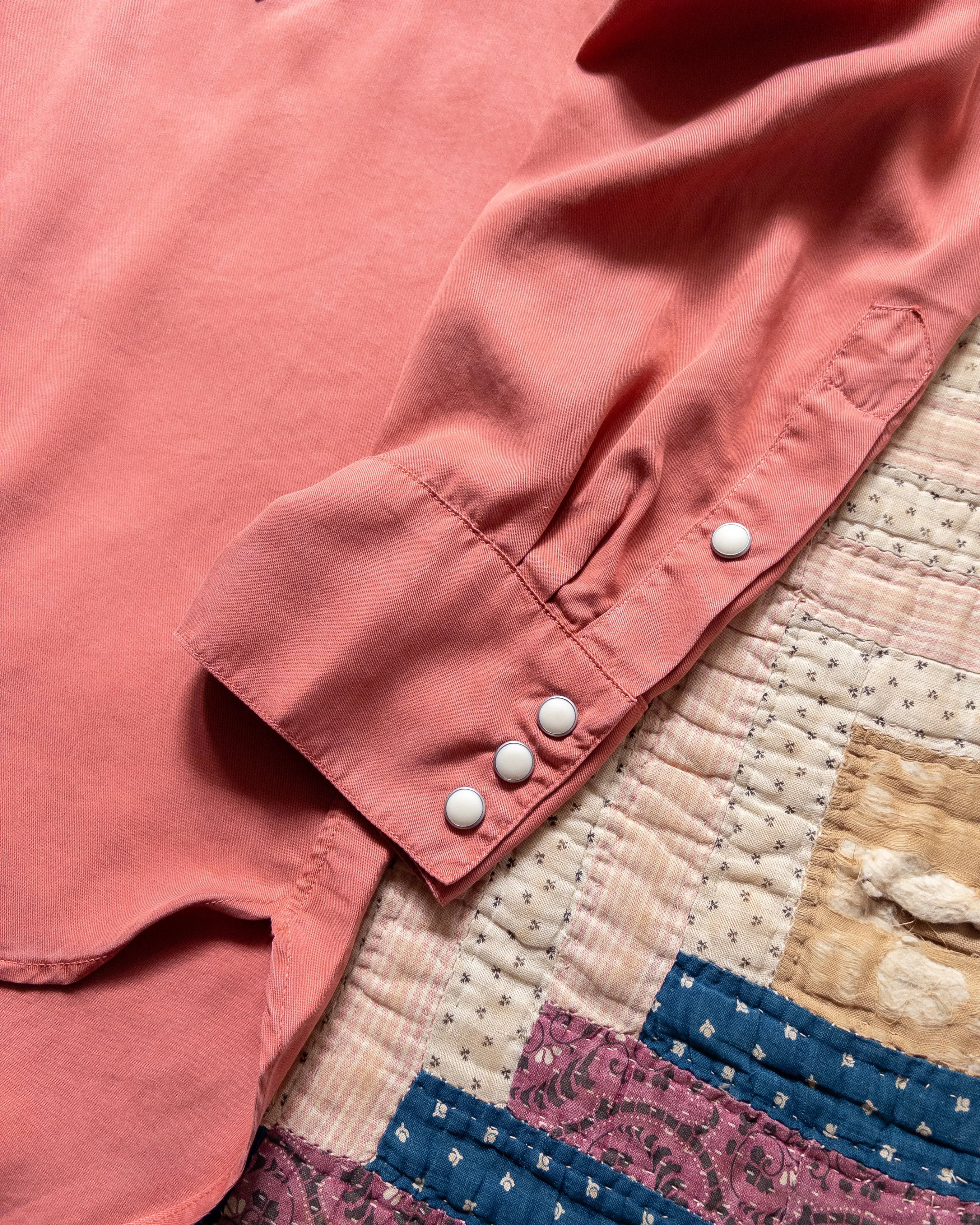 Tencel Gabardine Pearlsnap Shirt - Poppy Red sold by Wythe NY product image thumbnail 3