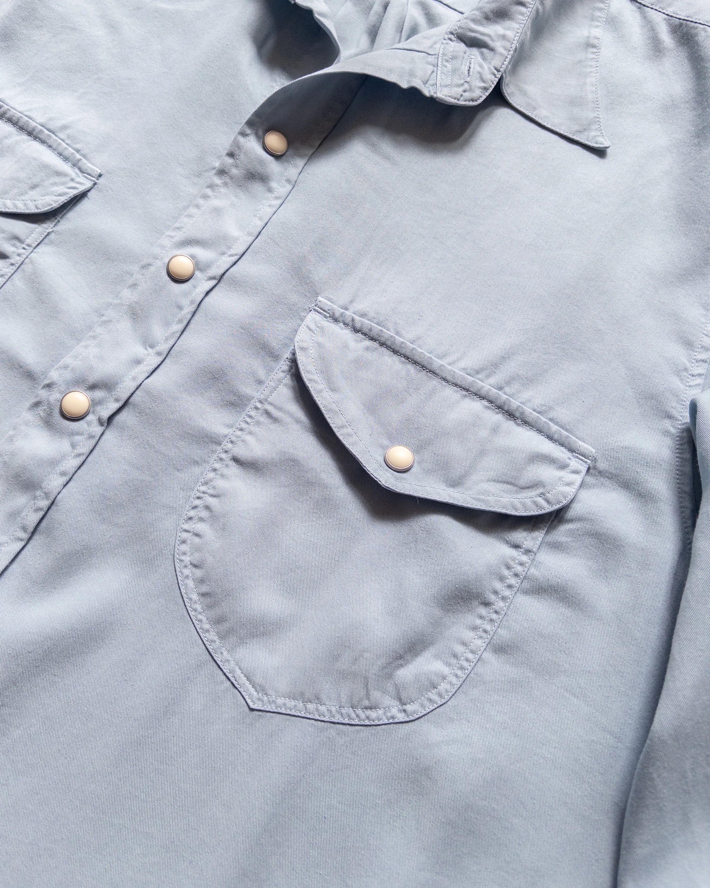 Tencel Gabardine Pearlsnap Shirt - Faded Bench Blue sold by Wythe NY product image thumbnail 2