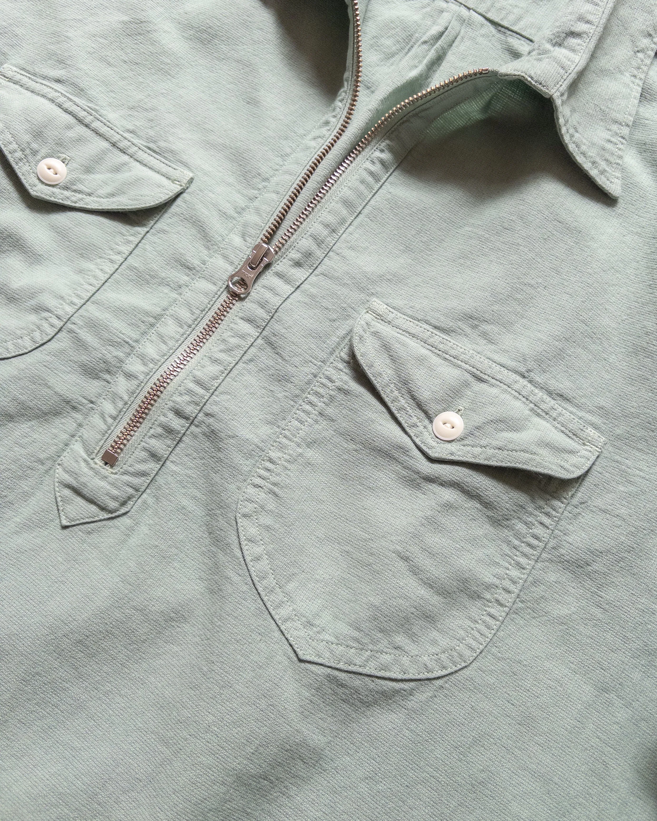 Aertex Half-Zip Shirt - Sage sold by Wythe NY product image thumbnail 3
