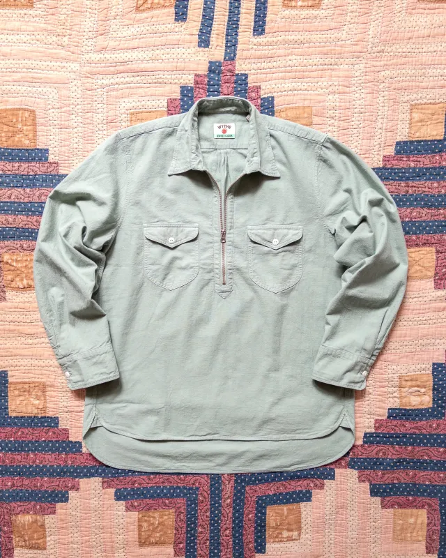 Aertex Half-Zip Shirt - Sage made by Wythe NY