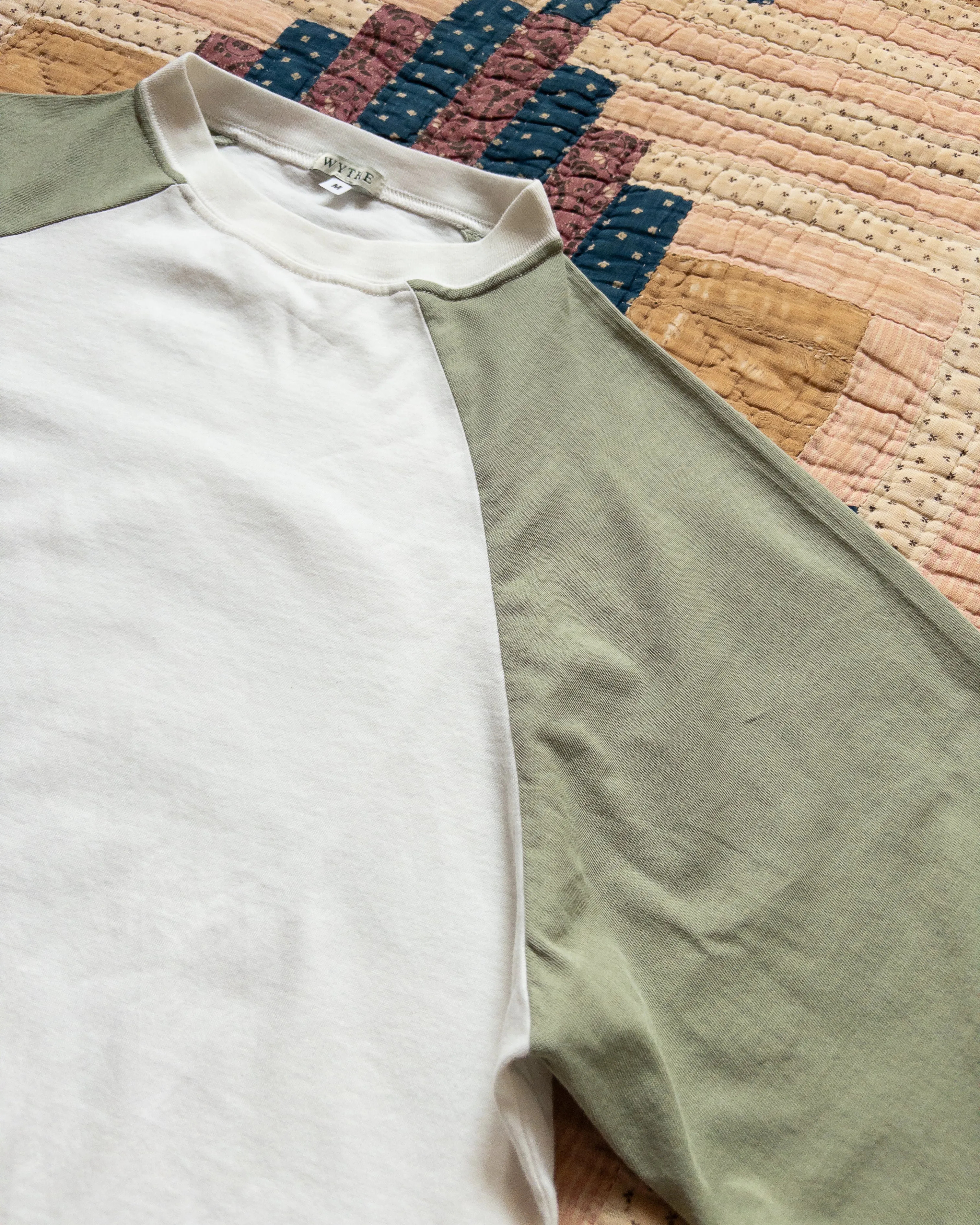 Long Sleeve Raglan T-Shirt - Faded Olive sold by Wythe NY product image thumbnail 3
