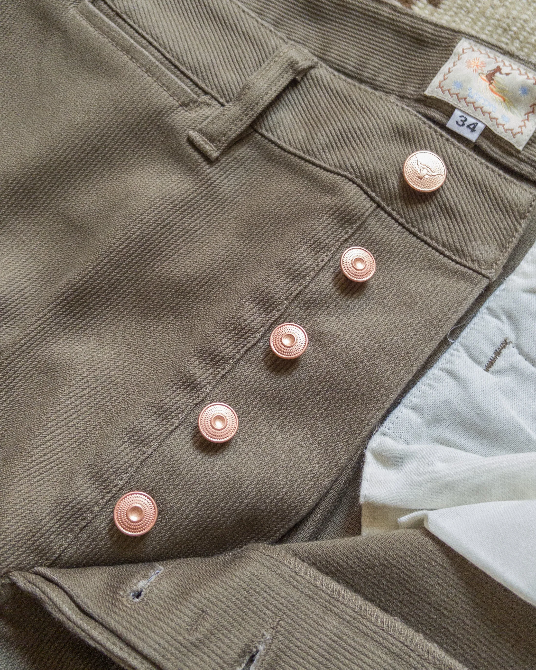 Bedford Cord Flat Front Chino - Faded Olive sold by Wythe NY product image thumbnail 3