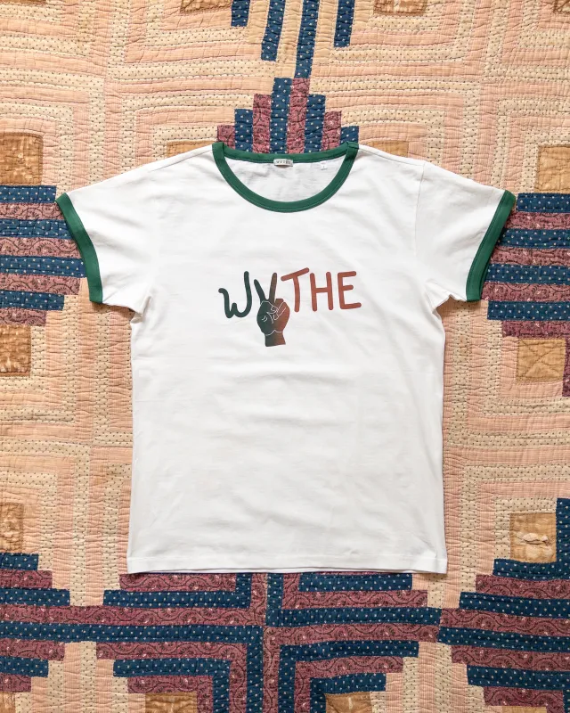 Watermelon Peace Print Tubular Ringer T-Shirt - Evergreen made by Wythe NY