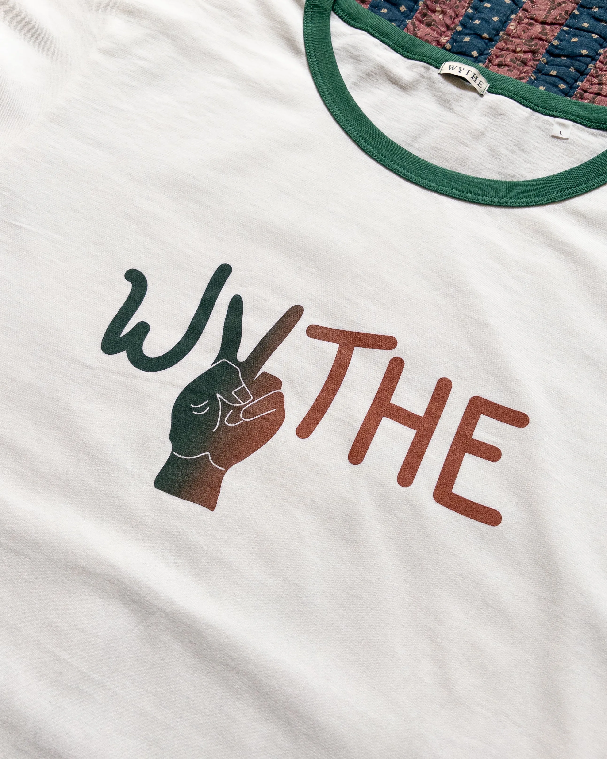 Watermelon Peace Print Tubular Ringer T-Shirt - Evergreen sold by Wythe NY product image thumbnail 2