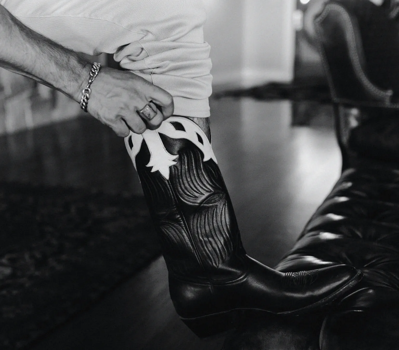 Black and Bone Calfskin Western Boots - 50% PREORDER DEPOSIT sold by Wythe NY product image thumbnail 5