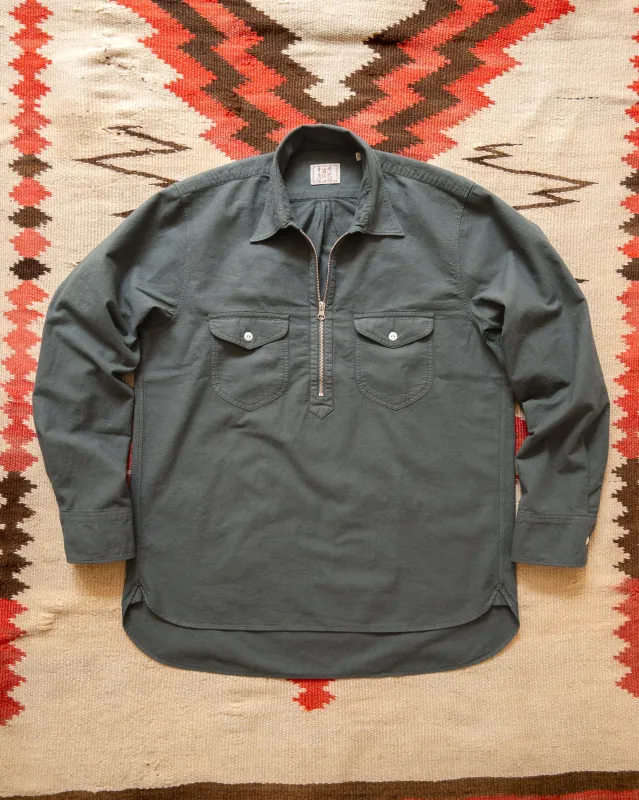 Aertex Half-Zip Shirt - Faded Black made by Wythe NY