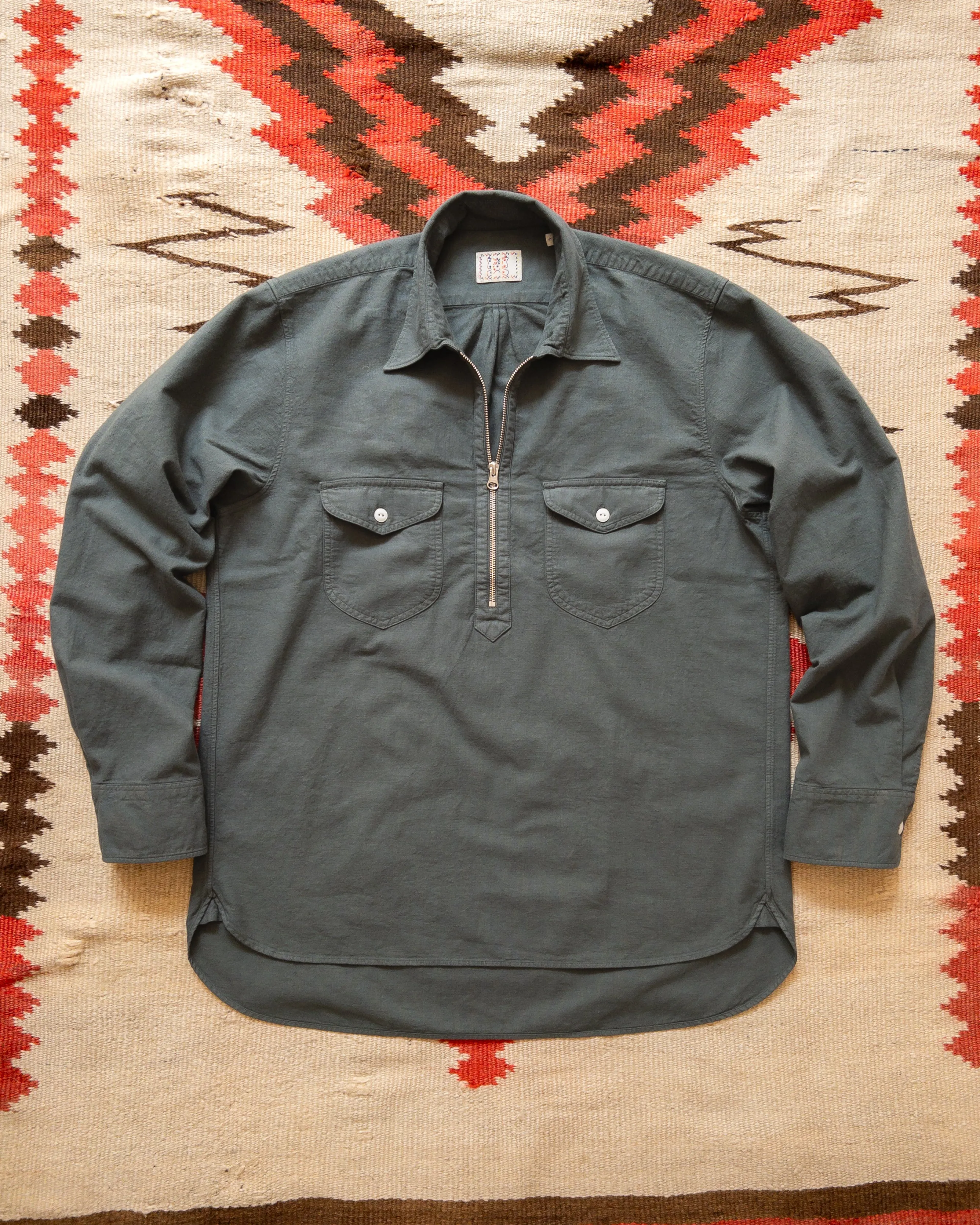Aertex Half-Zip Shirt - Faded Black sold by Wythe NY