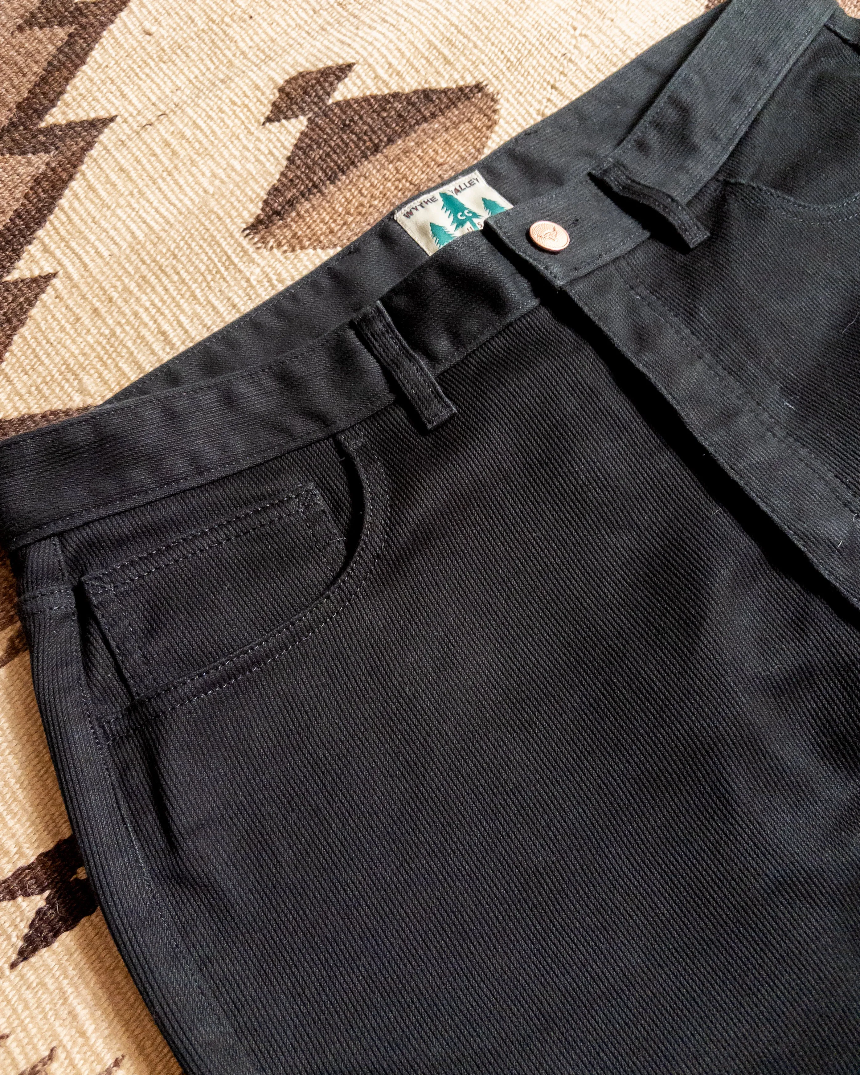 Flared Bedford Cord Five Pocket Pants - Black sold by Wythe NY product image thumbnail 3