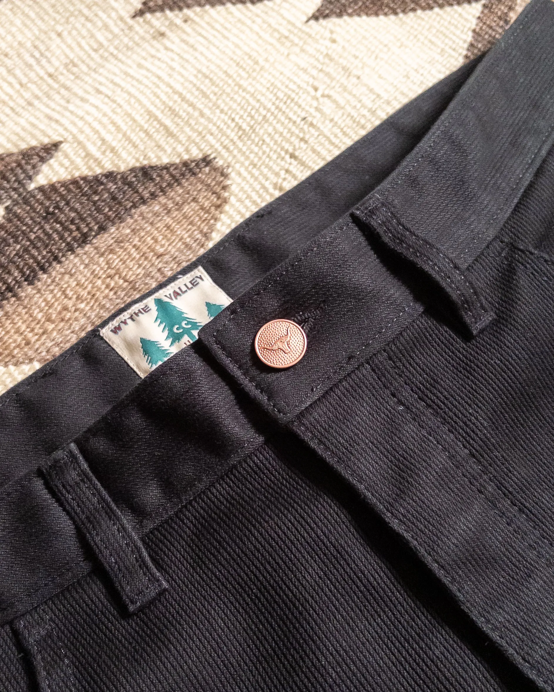 Flared Bedford Cord Five Pocket Pants - Black sold by Wythe NY product image thumbnail 4