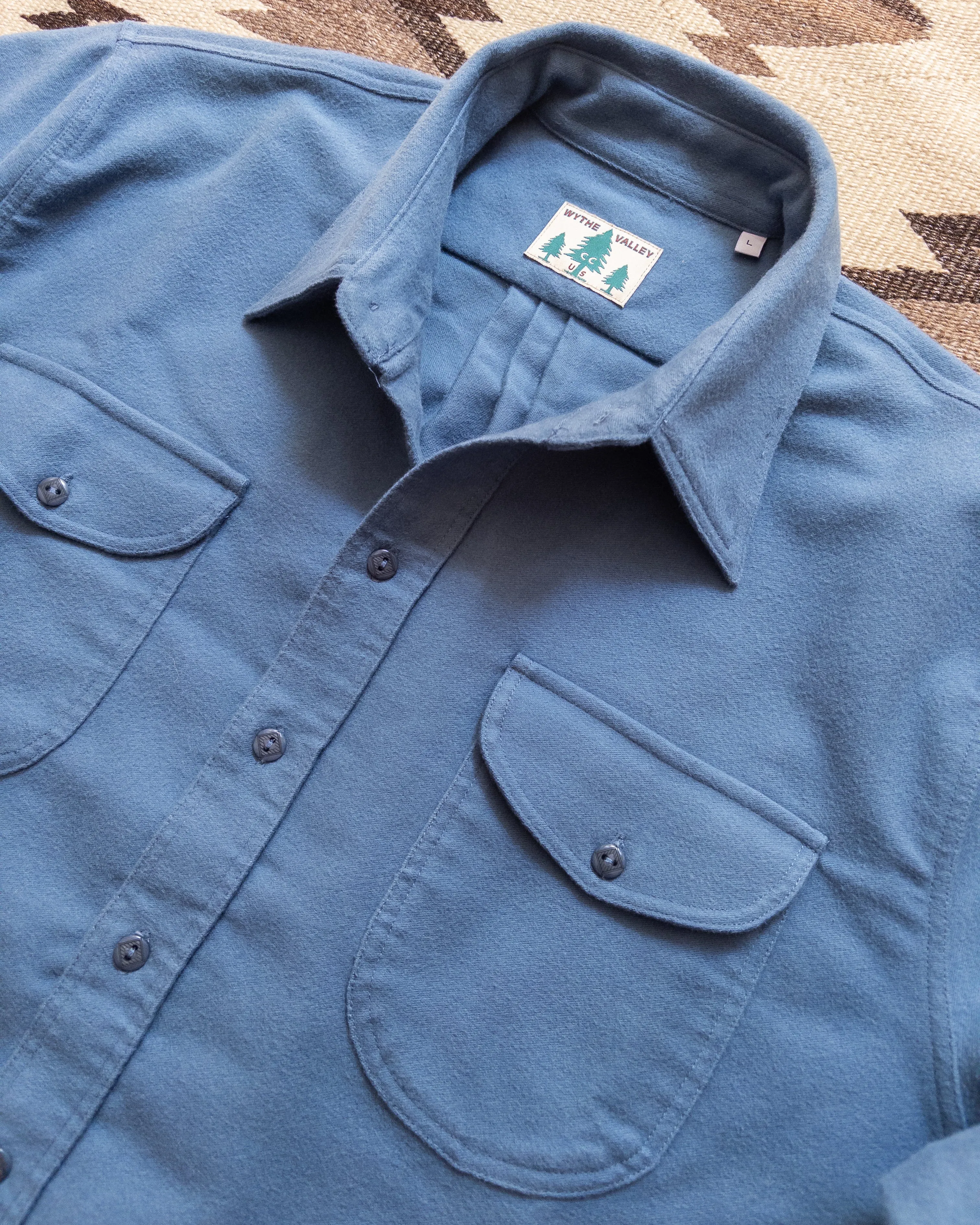 Moleskin Officer's Shirt - River Blue sold by Wythe NY product image thumbnail 2