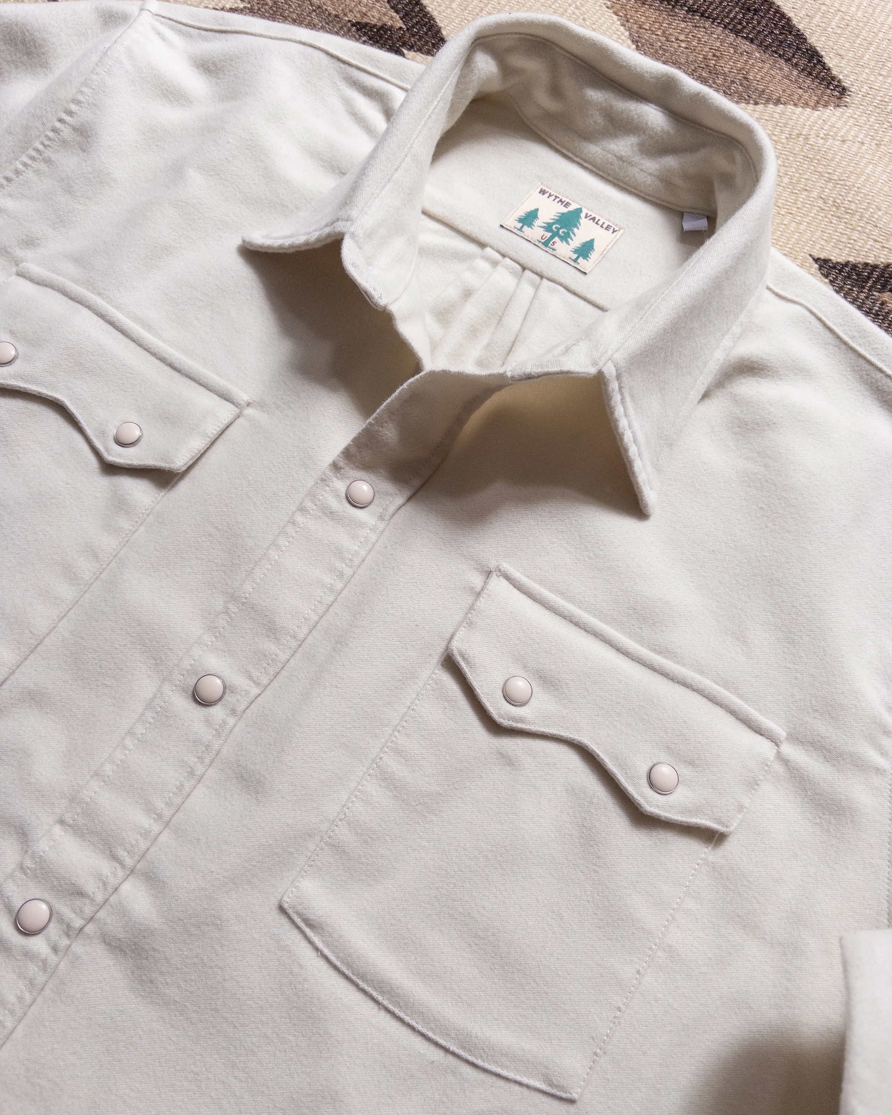 Moleskin Pearlsnap Shirt - Alabaster sold by Wythe NY product image thumbnail 2