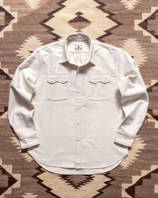 Moleskin Pearlsnap Shirt - Alabaster made by Wythe NY
