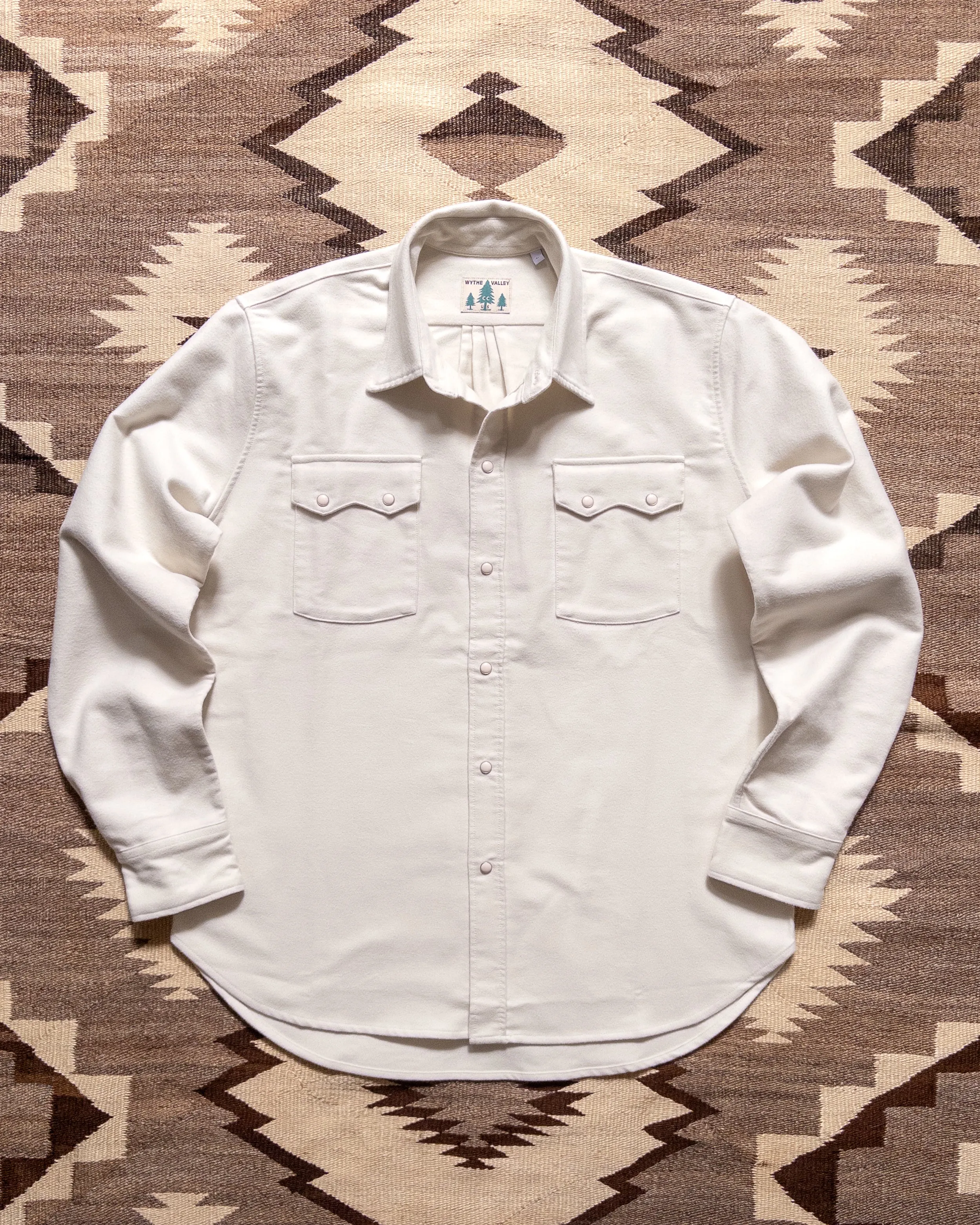 Moleskin Pearlsnap Shirt - Alabaster sold by Wythe NY