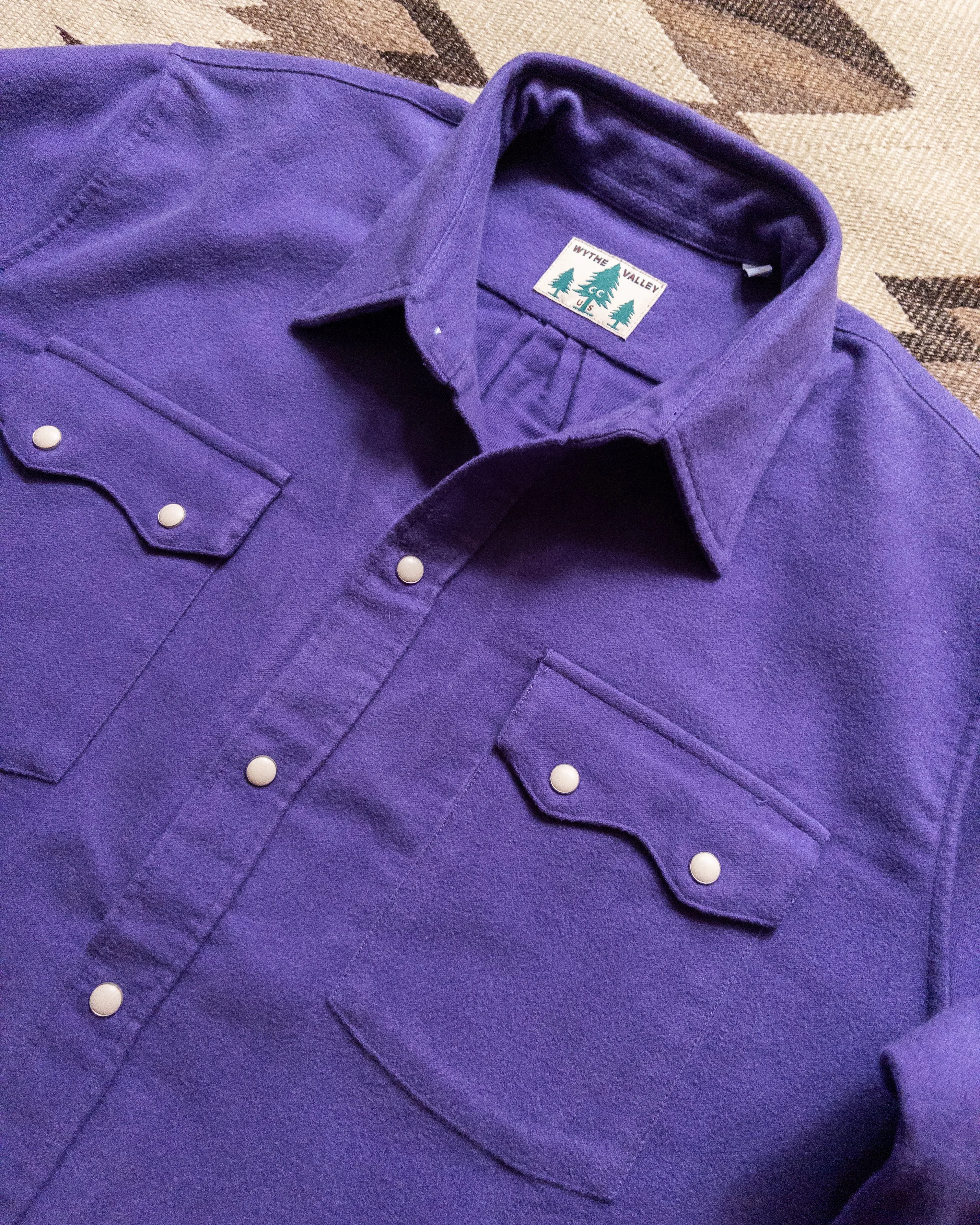 Moleskin Pearlsnap Shirt - Purple sold by Wythe NY product image thumbnail 2