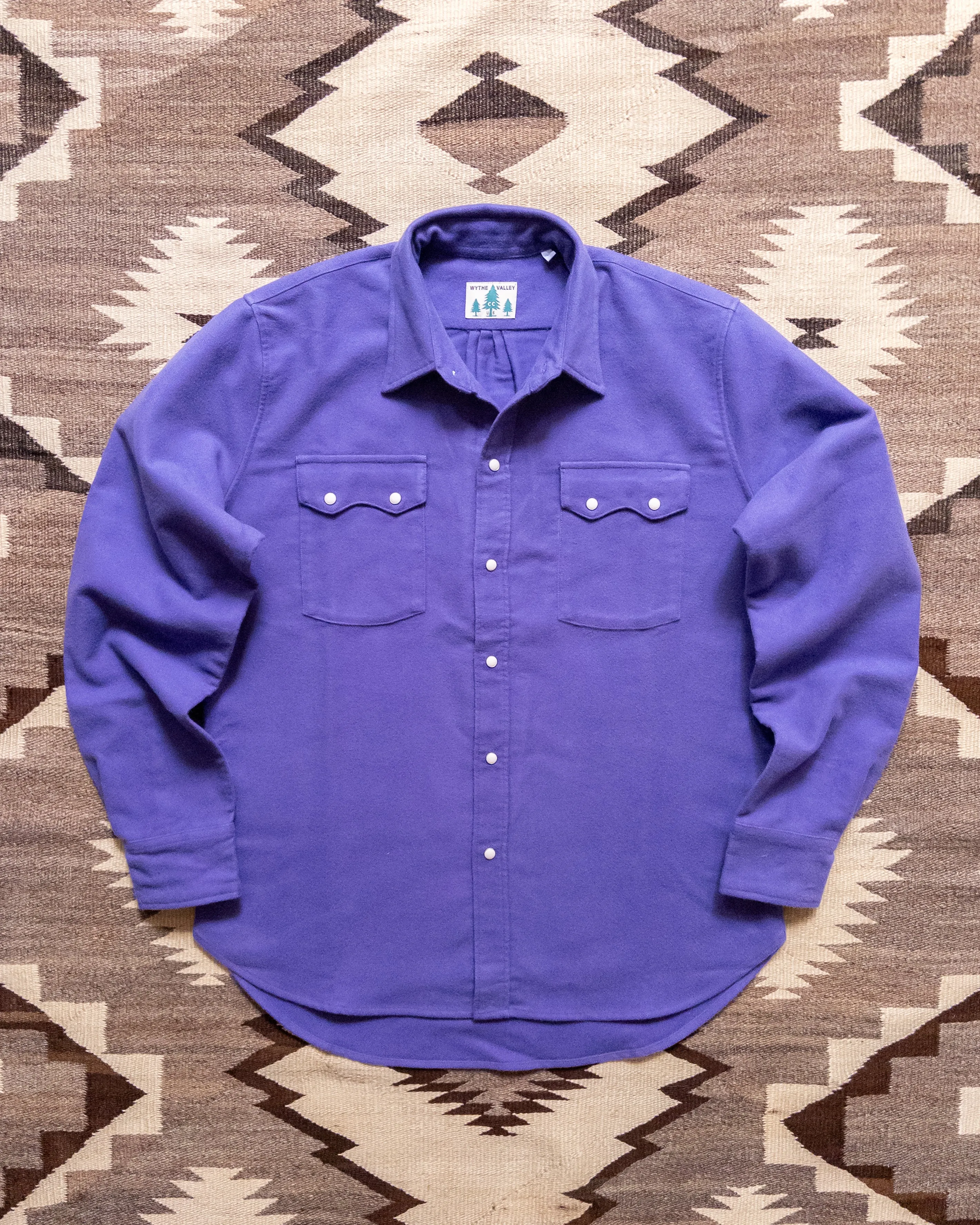 Moleskin Pearlsnap Shirt - Purple sold by Wythe NY