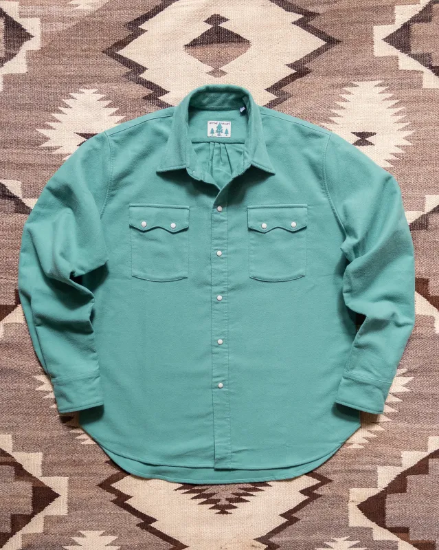 Moleskin Pearlsnap Shirt - Century Green made by Wythe NY