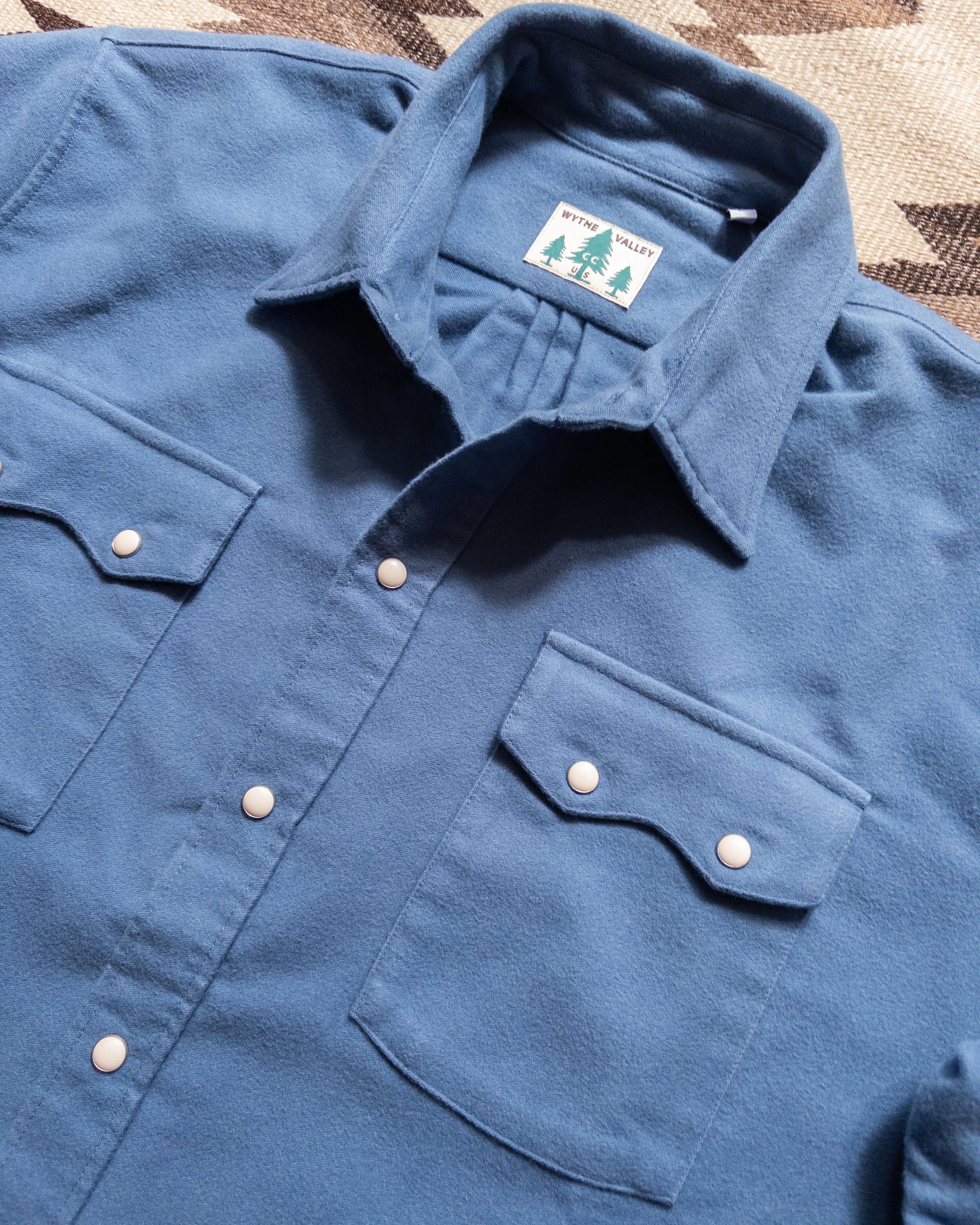 Moleskin Pearlsnap Shirt - River Blue sold by Wythe NY product image thumbnail 2