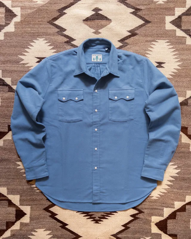 Moleskin Pearlsnap Shirt - River Blue made by Wythe NY