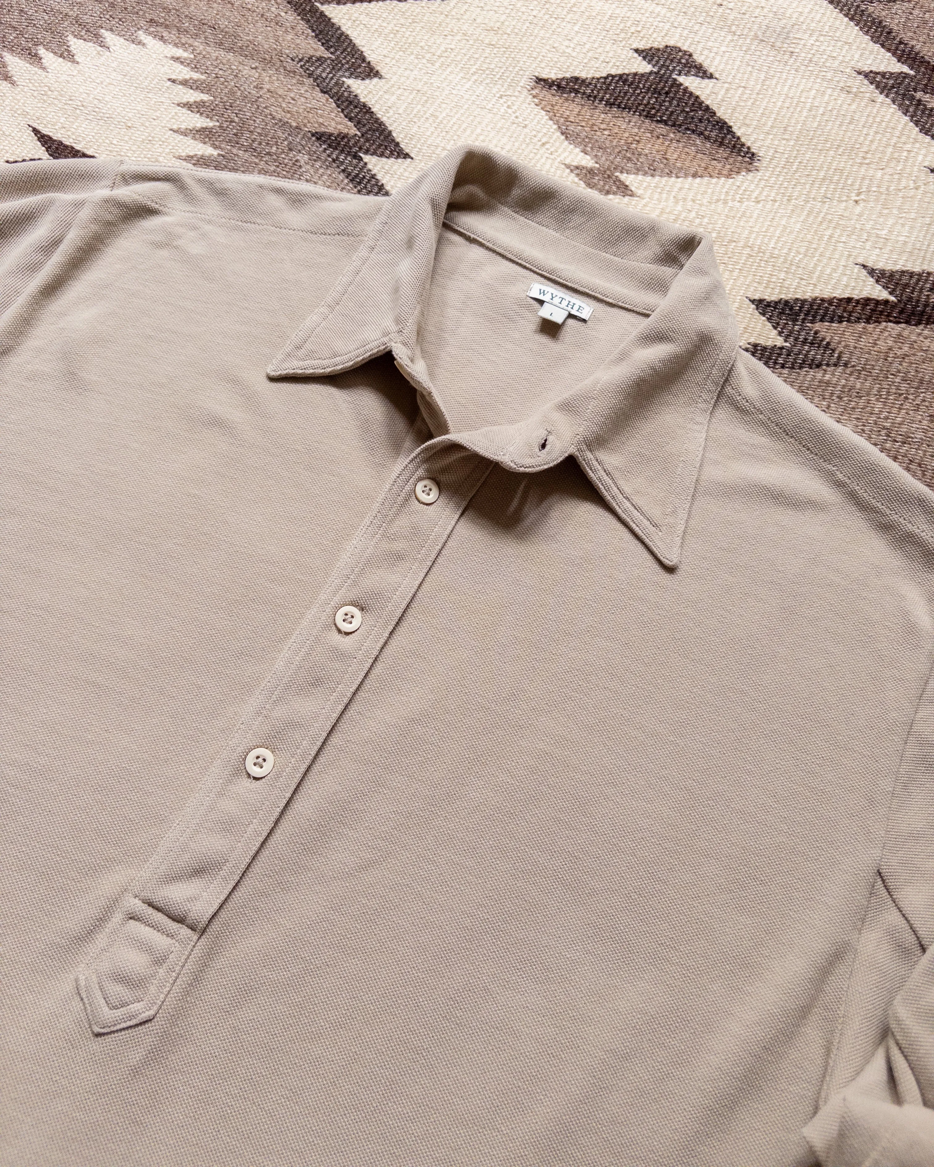 Garment Dyed Longsleeve Polo - Palomino sold by Wythe NY product image thumbnail 2