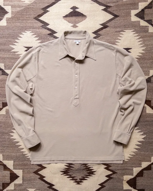 Garment Dyed Longsleeve Polo - Palomino made by Wythe NY