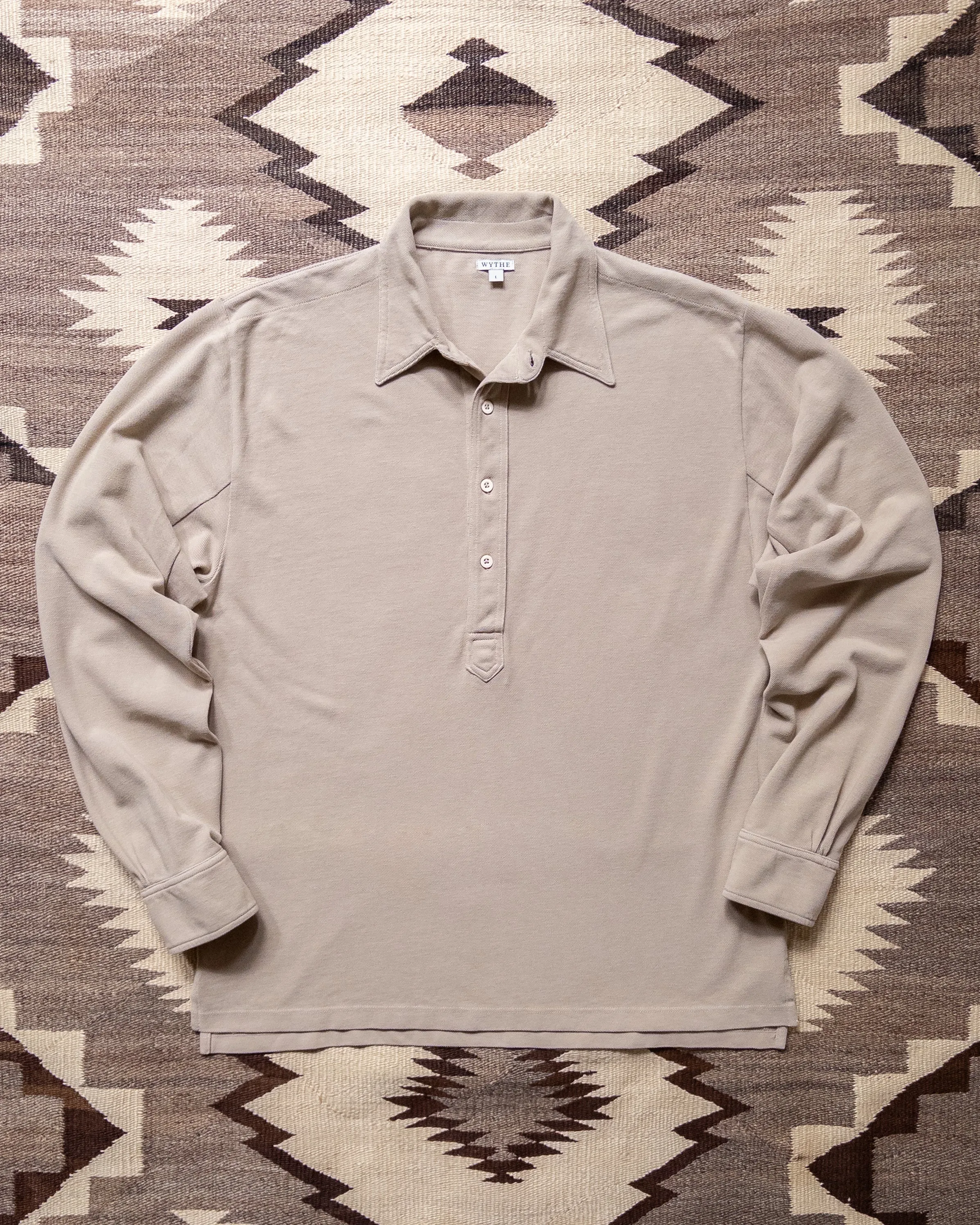 Garment Dyed Longsleeve Polo - Palomino sold by Wythe NY