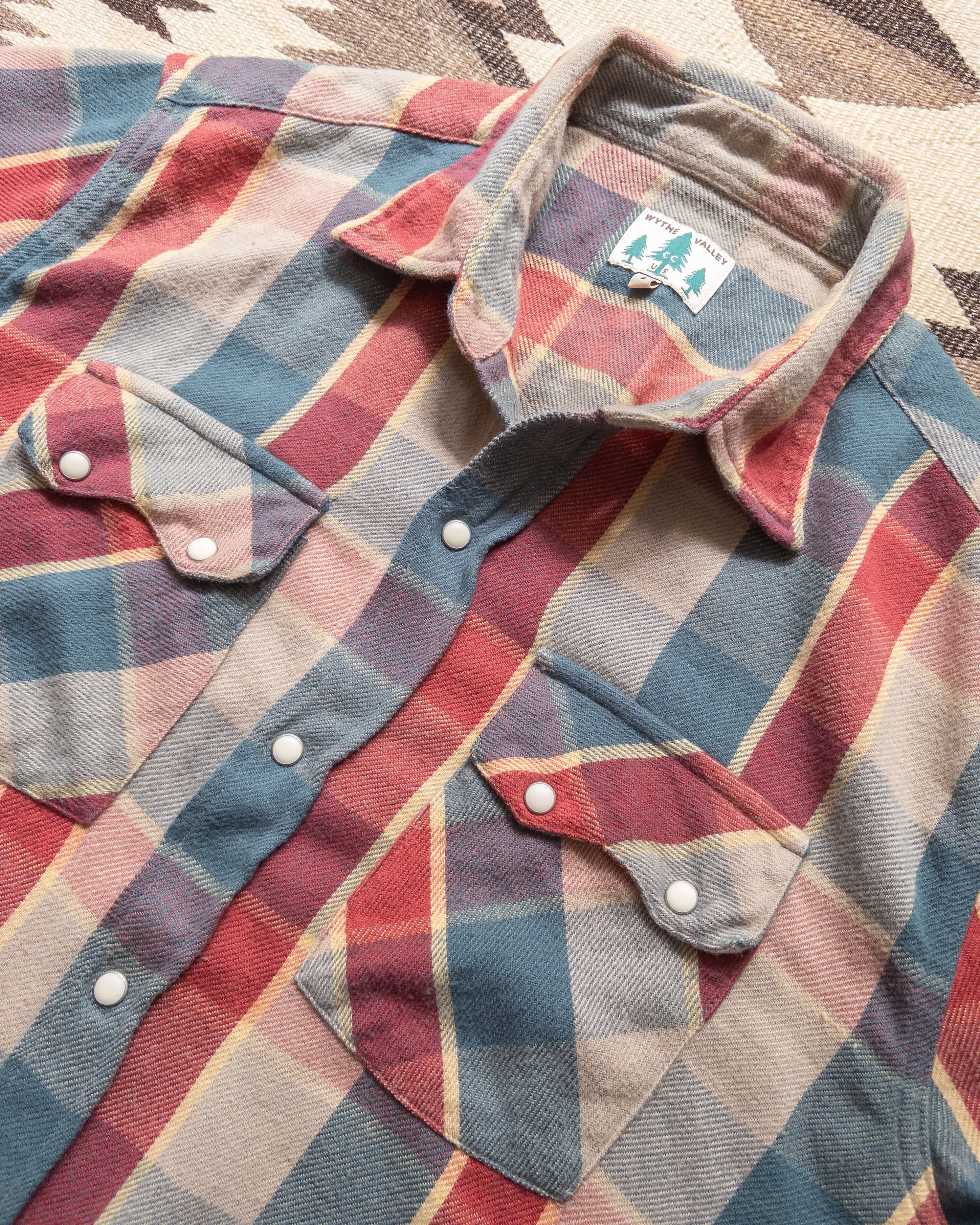 Washed Flannel Pearlsnap Shirt - Conservation Plaid sold by Wythe NY product image thumbnail 2