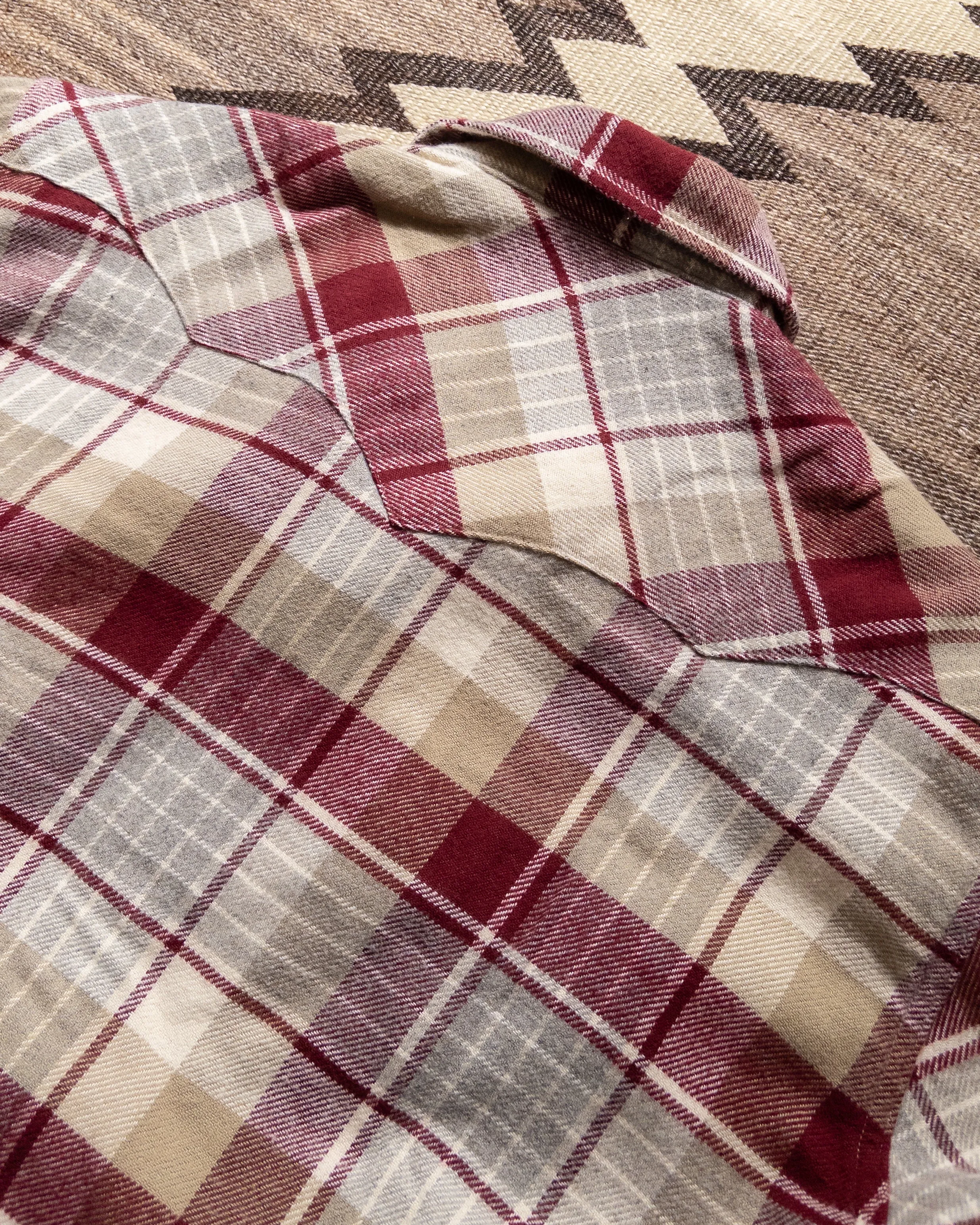 Washed Flannel Pearlsnap Shirt - Merlot Plaid sold by Wythe NY product image thumbnail 5