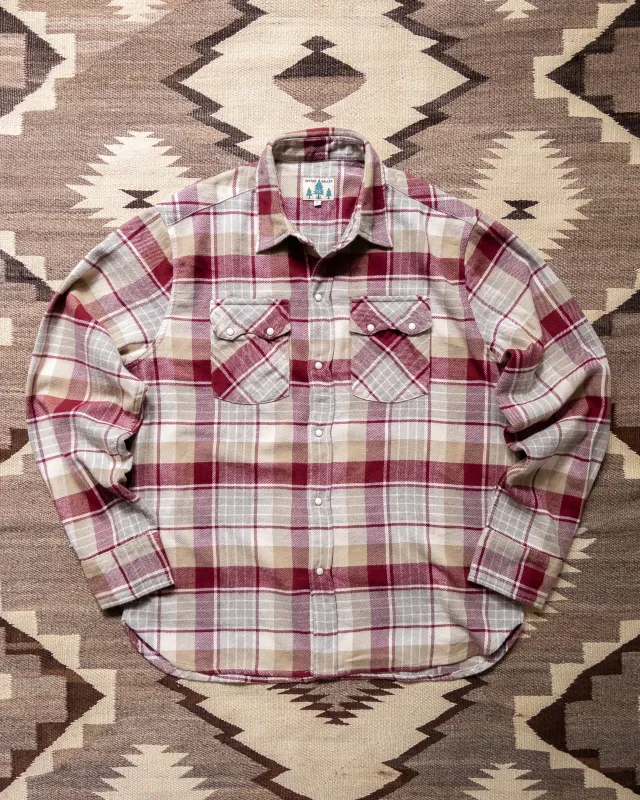 Washed Flannel Pearlsnap Shirt - Merlot Plaid made by Wythe NY