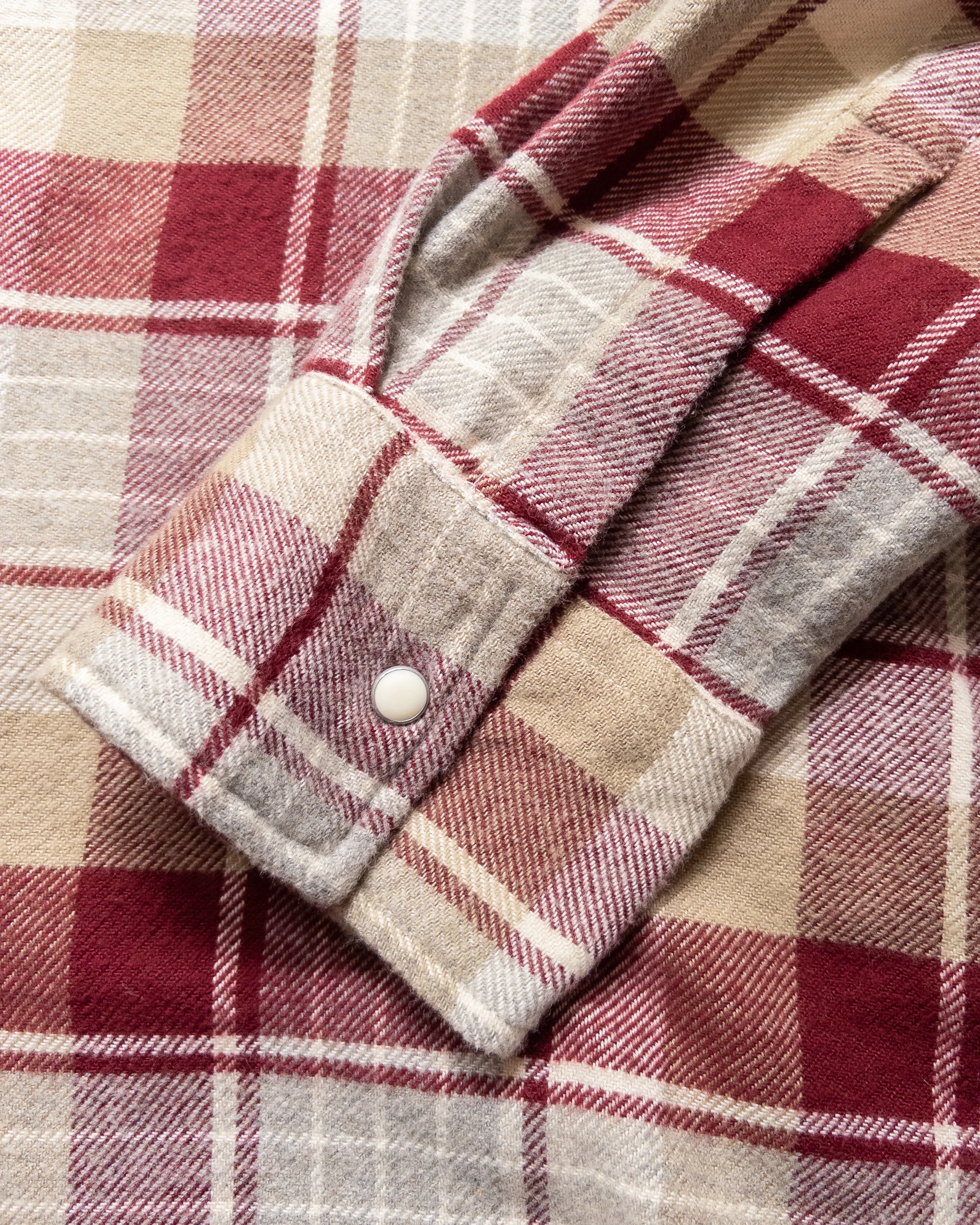 Washed Flannel Pearlsnap Shirt - Merlot Plaid sold by Wythe NY product image thumbnail 4
