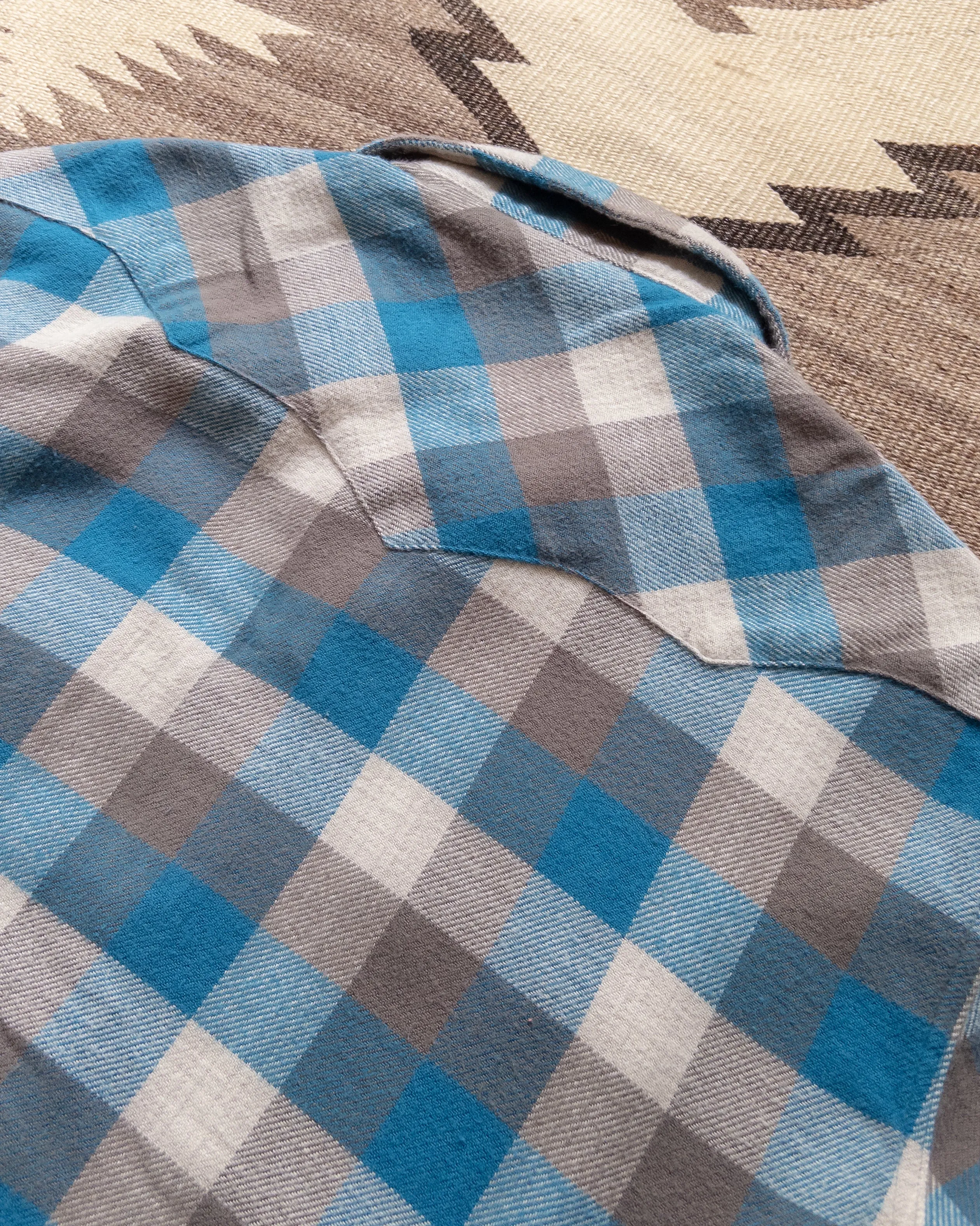 Washed Flannel Pearlsnap Shirt - Glacier Plaid sold by Wythe NY product image thumbnail 5