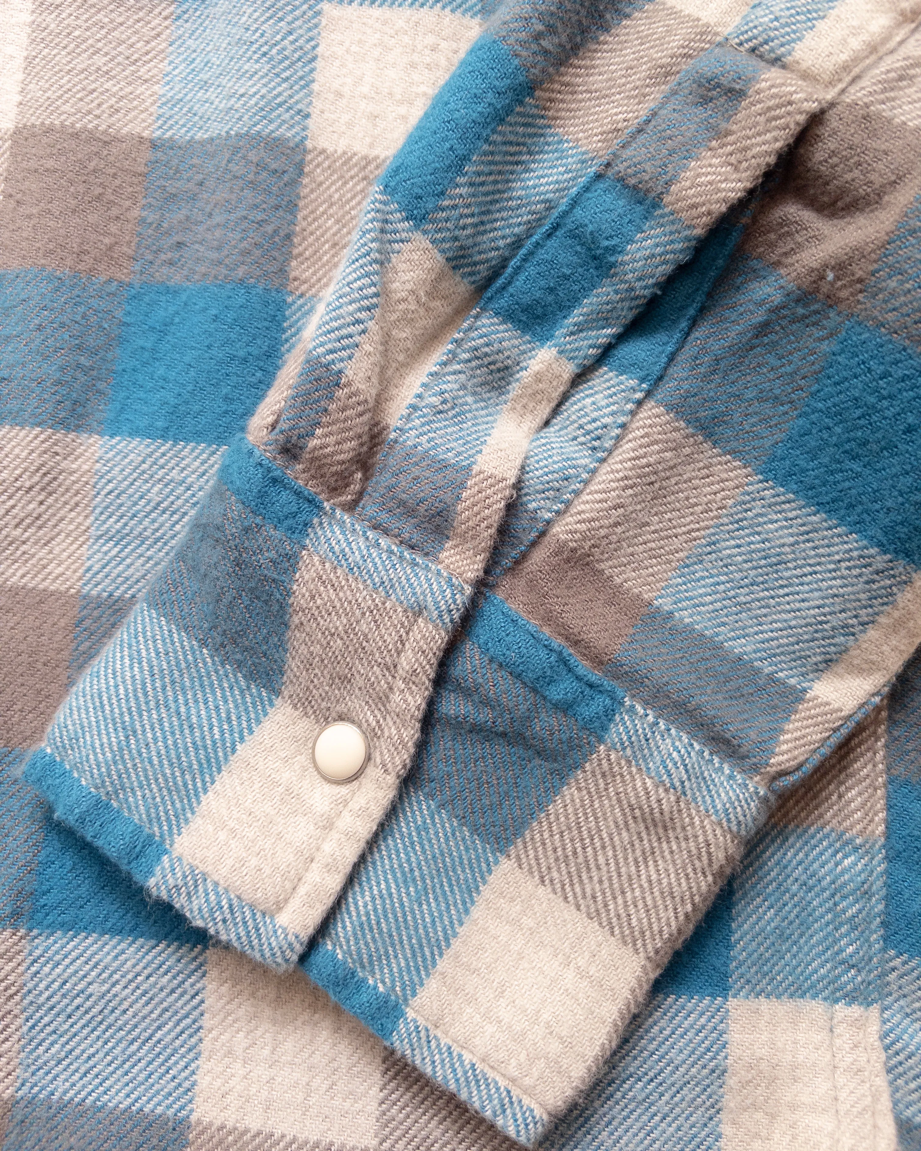 Washed Flannel Pearlsnap Shirt - Glacier Plaid sold by Wythe NY product image thumbnail 4