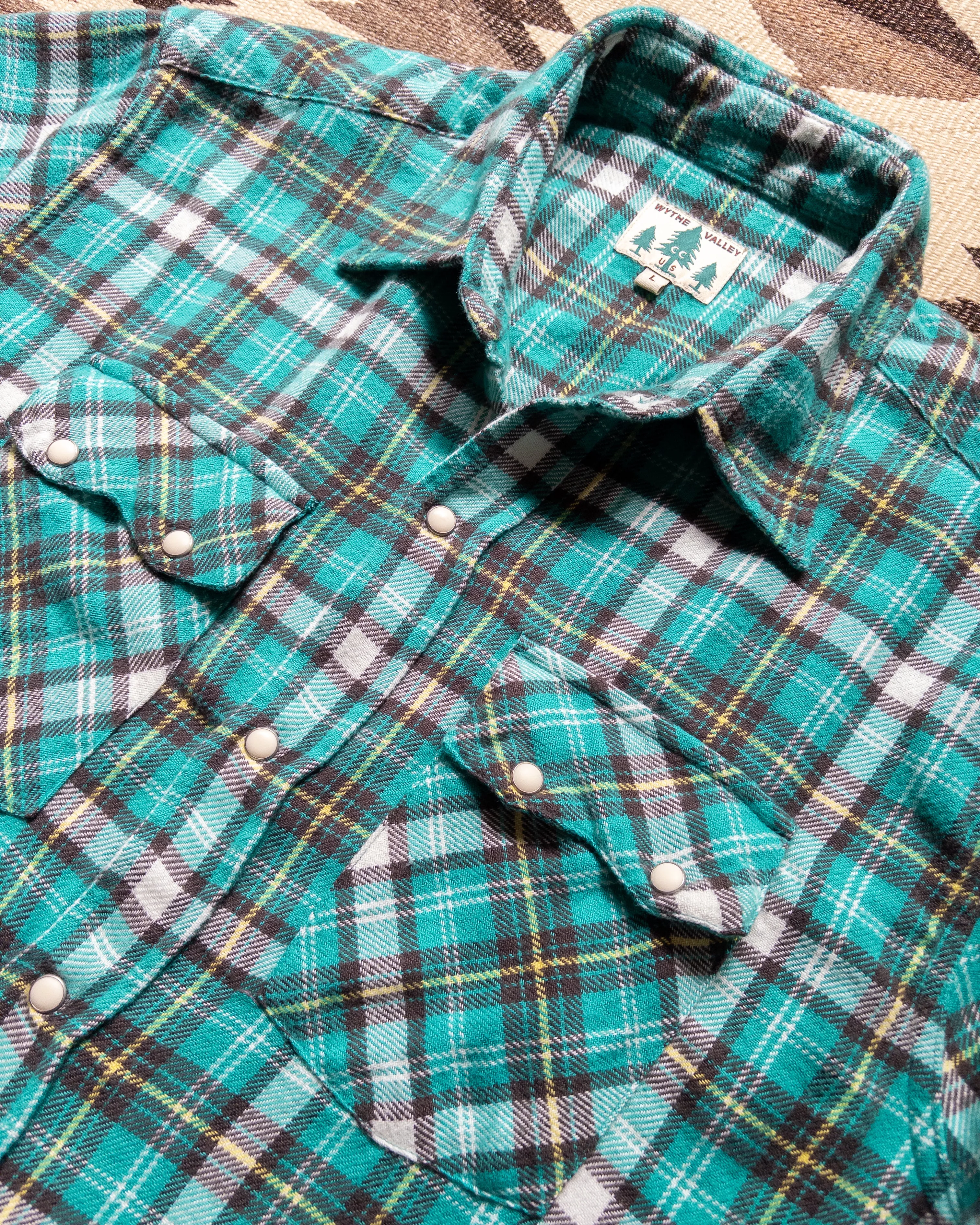 Washed Flannel Pearlsnap Shirt - Thousand Lakes Plaid sold by Wythe NY product image thumbnail 2
