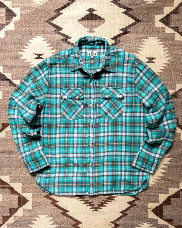 Washed Flannel Pearlsnap Shirt - Thousand Lakes Plaid made by Wythe NY