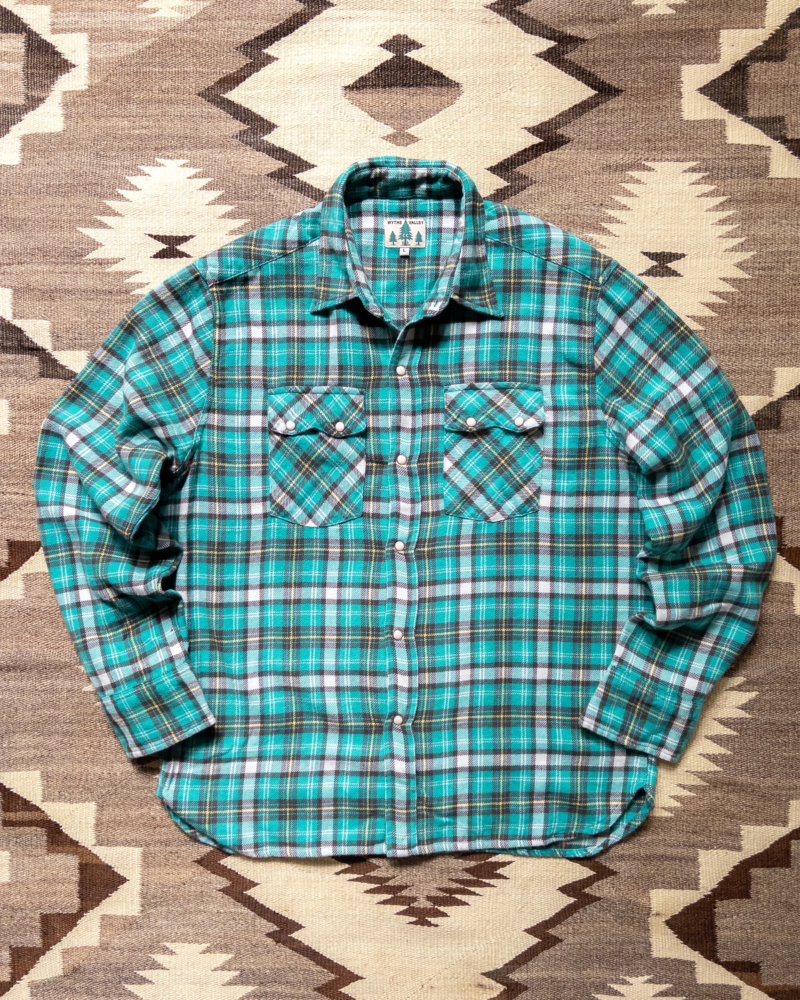 Washed Flannel Pearlsnap Shirt - Thousand Lakes Plaid sold by Wythe NY