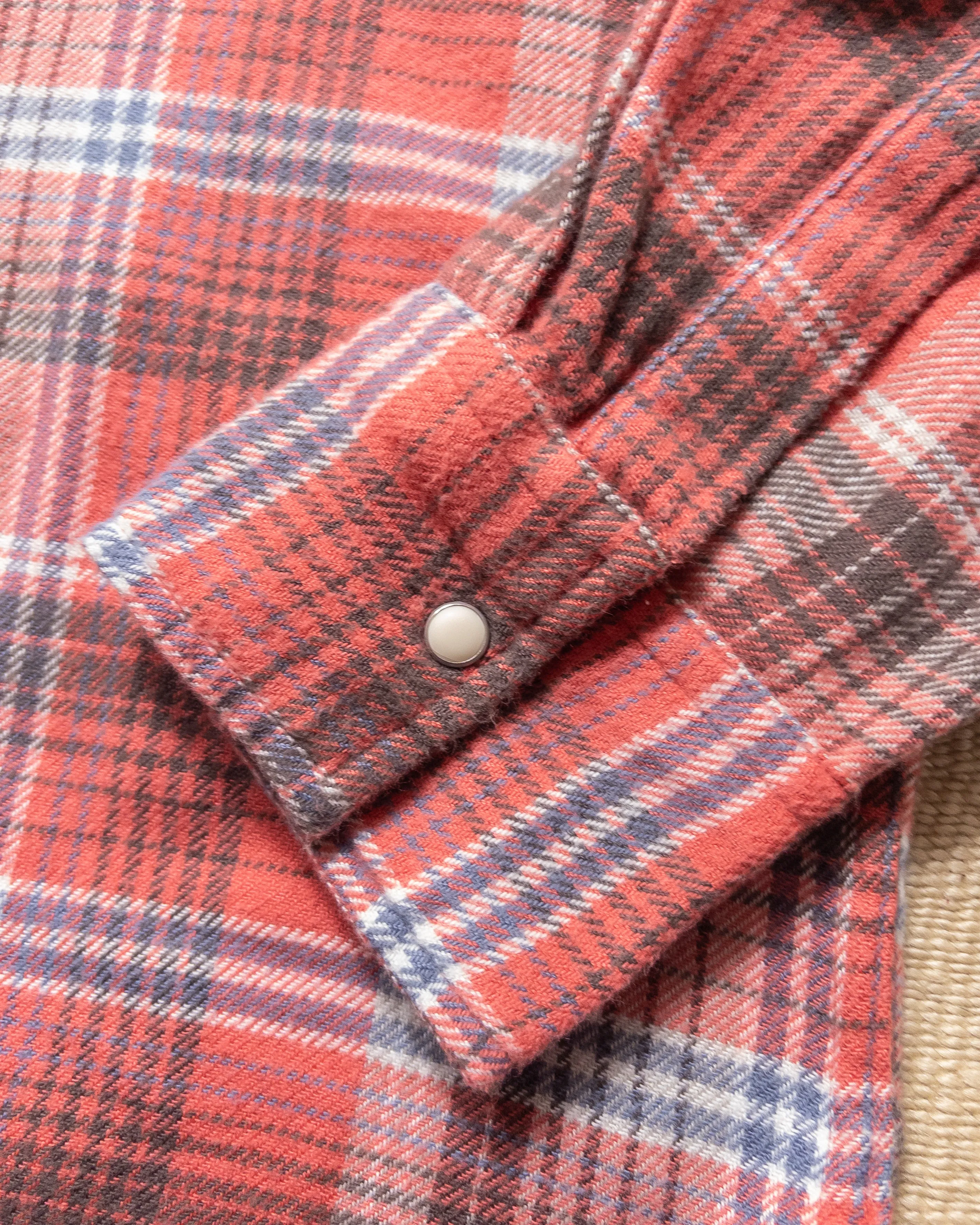 Washed Flannel Pearlsnap Shirt - Cactus Flower Plaid sold by Wythe NY product image thumbnail 4