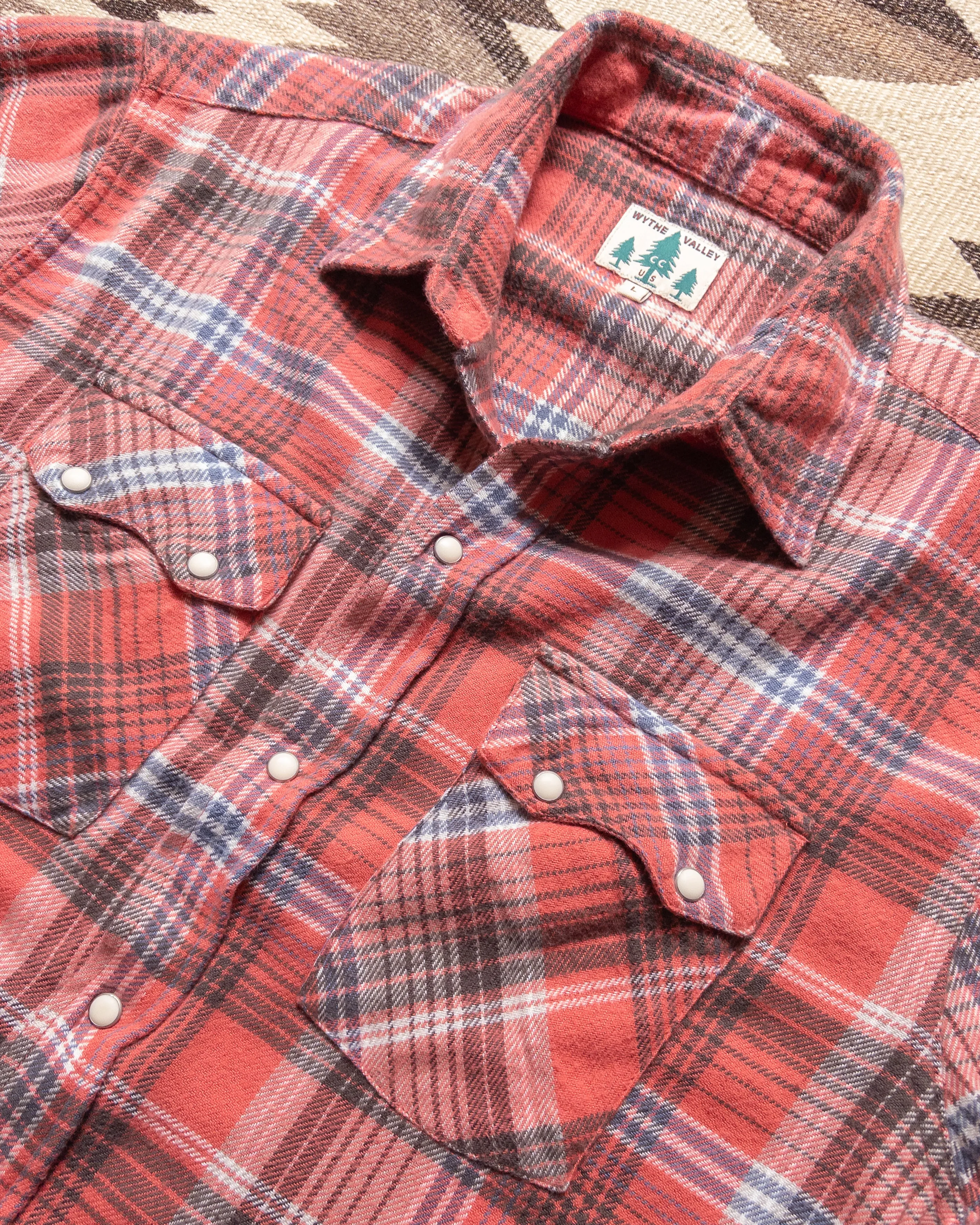 Washed Flannel Pearlsnap Shirt - Cactus Flower Plaid sold by Wythe NY product image thumbnail 2
