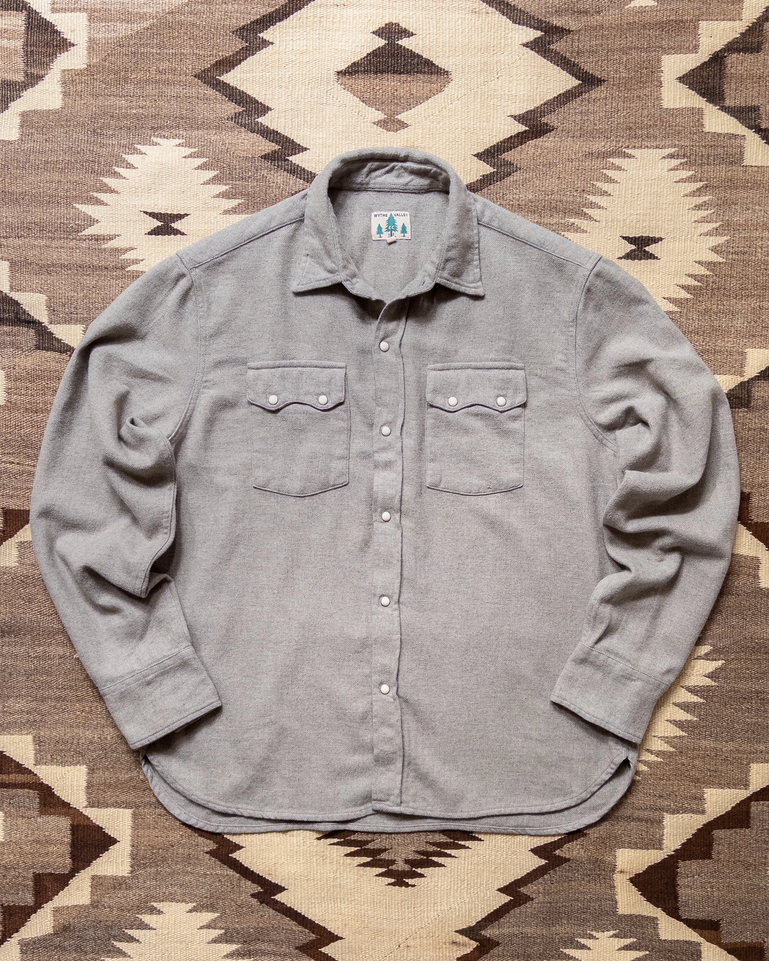 Washed Flannel Pearlsnap Shirt - Dapple Grey sold by Wythe NY