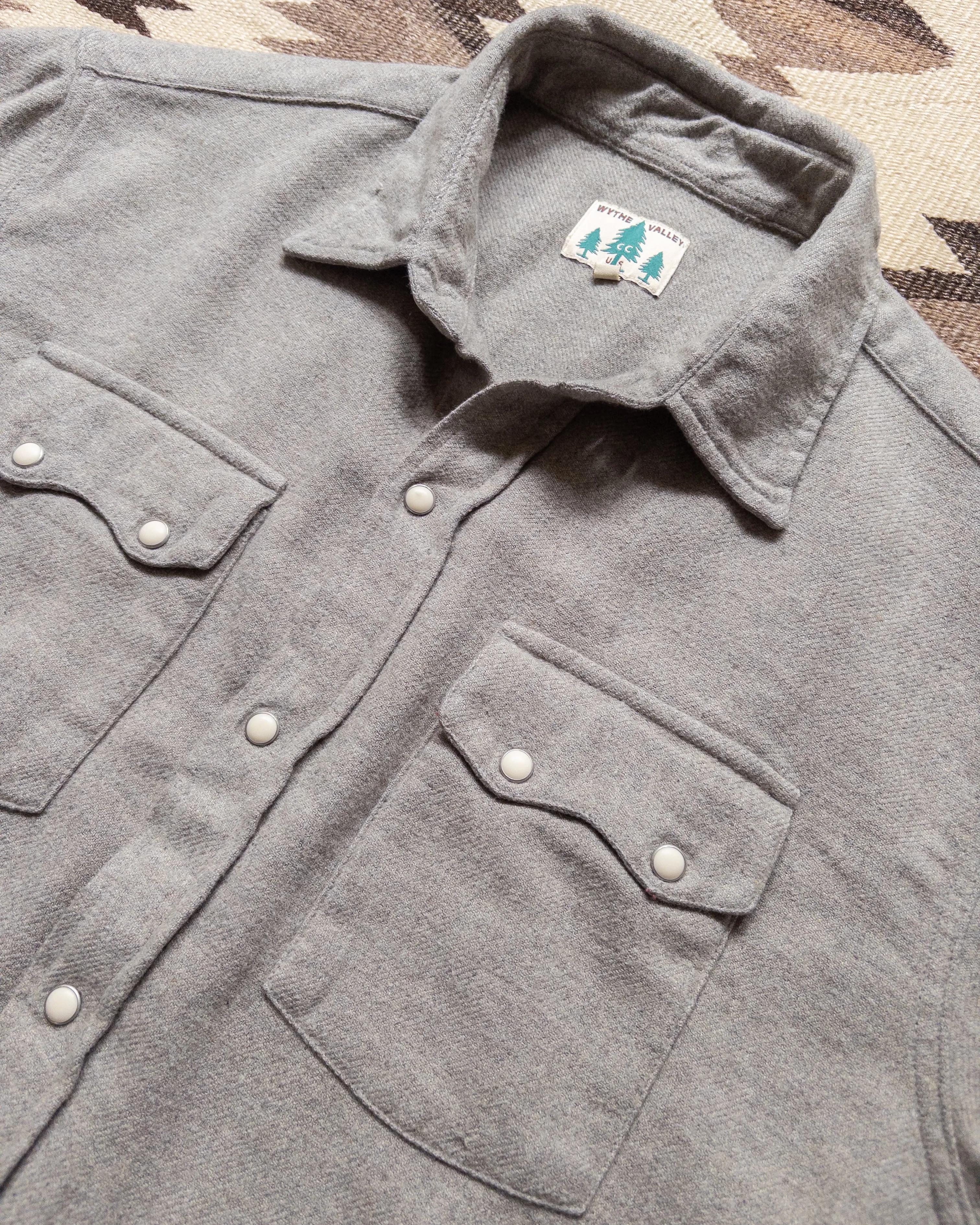 Washed Flannel Pearlsnap Shirt - Dapple Grey sold by Wythe NY product image thumbnail 2