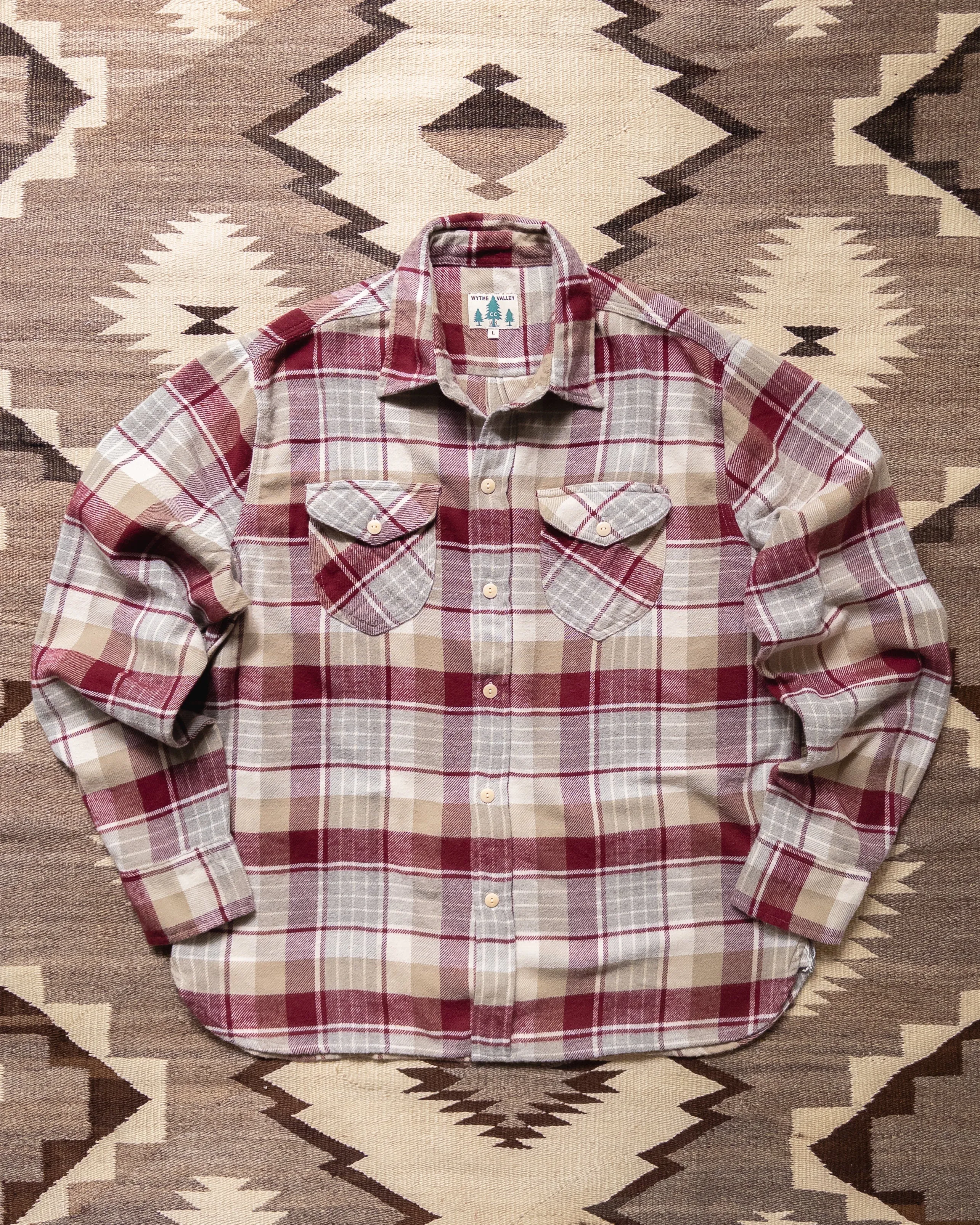 Washed Flannel Workshirt - Merlot Plaid sold by Wythe NY
